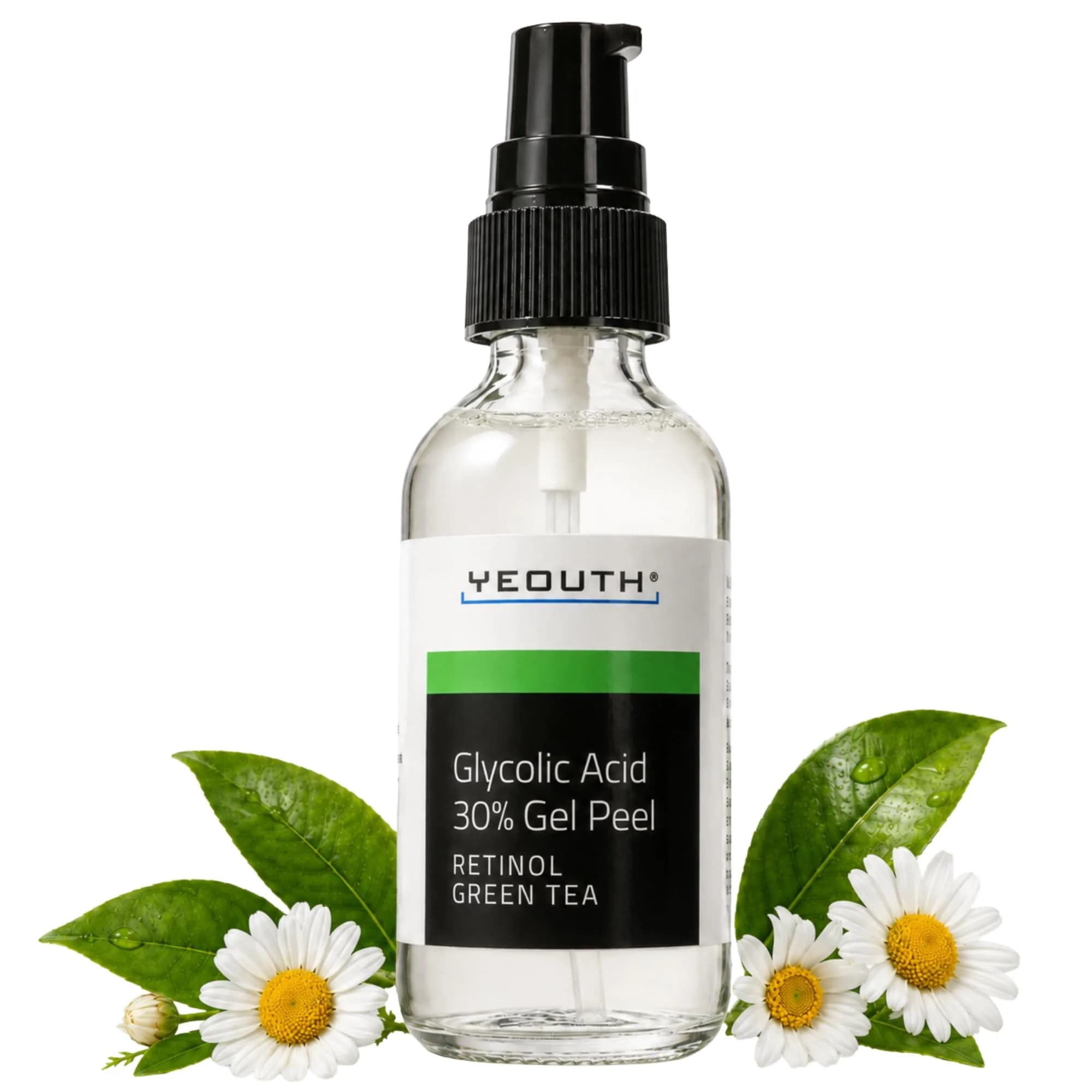 YEOUTH Glycolic Acid Face Peel 30% with Retinol & Green Tea 1oz | Brightening & Exfoliating - main product image