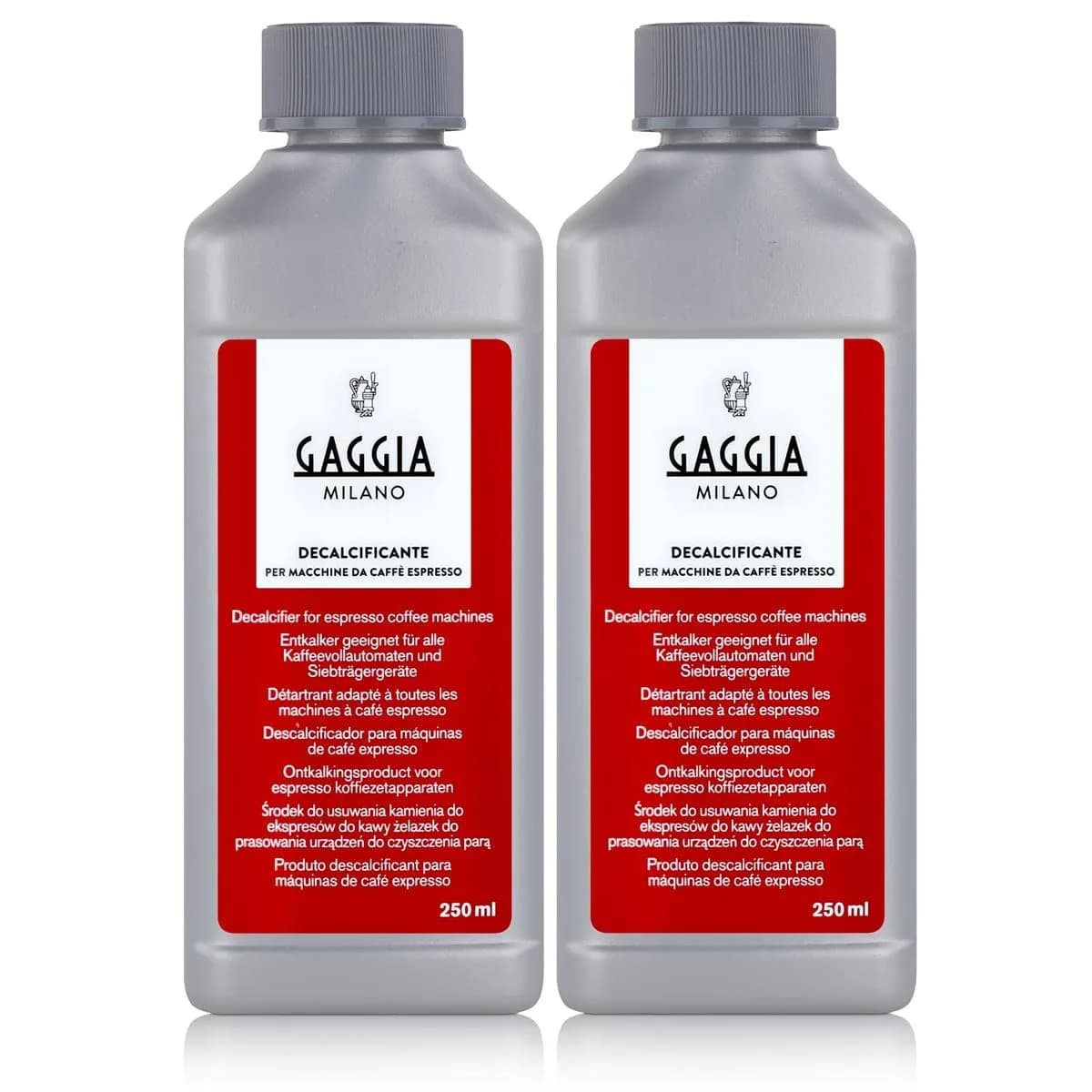 Gaggia Decalcifier Descaler Solution 500ml (2 x 250ml Bottles) | Cleans Espresso Machine Water Circuits - main product image
