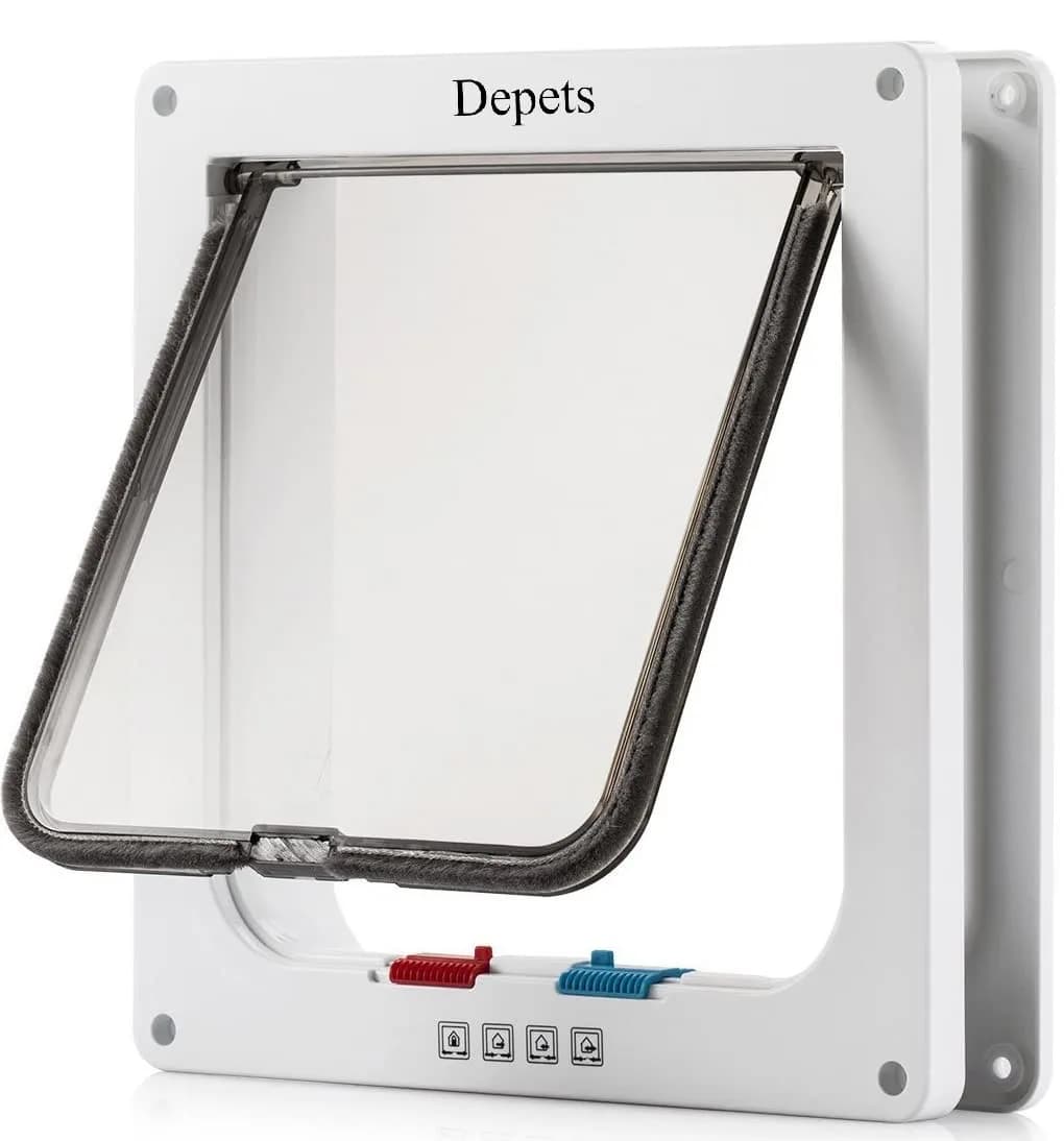 Depets Large Cat Door 23.5 cm (9.25") x 25.2 cm (9.92") | 4-Way Locking Weatherproof Pet Flap for Cats up to 8 kg - main product image