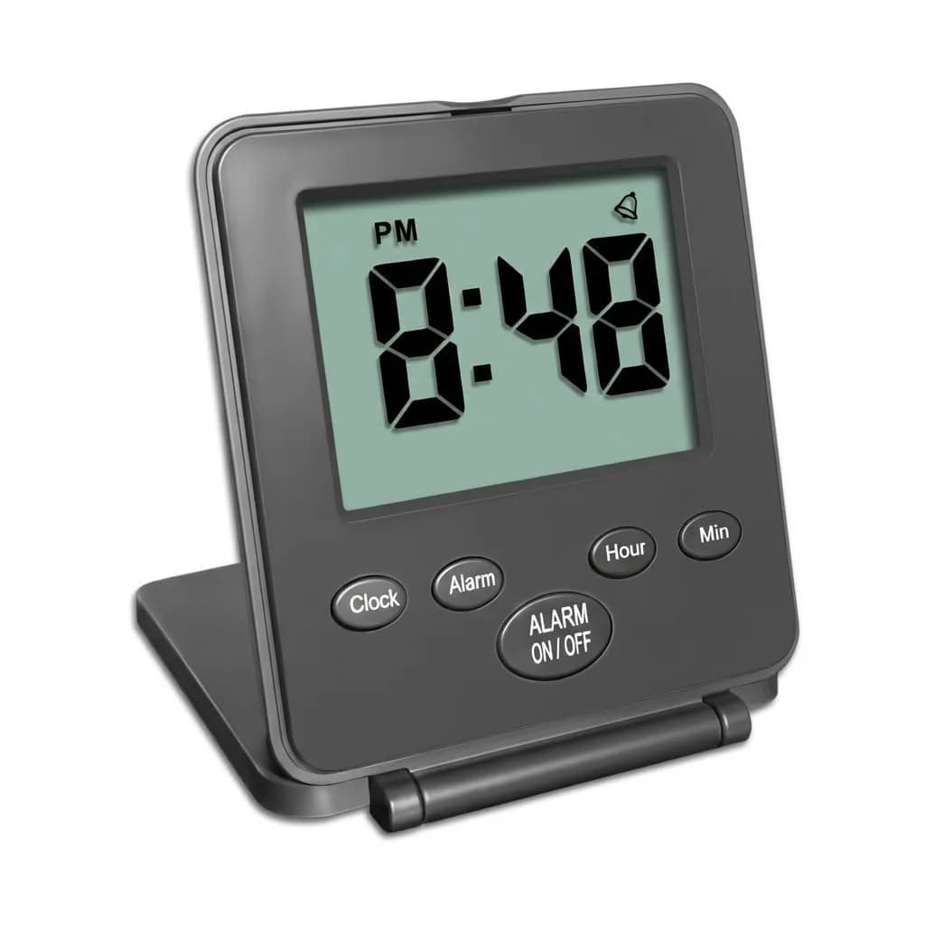 Travelwey Digital Travel Alarm Clock - Black | Simple Operation, Loud Alarm, Snooze, On/Off Switch, 2 AAA Battery Powered - main product image