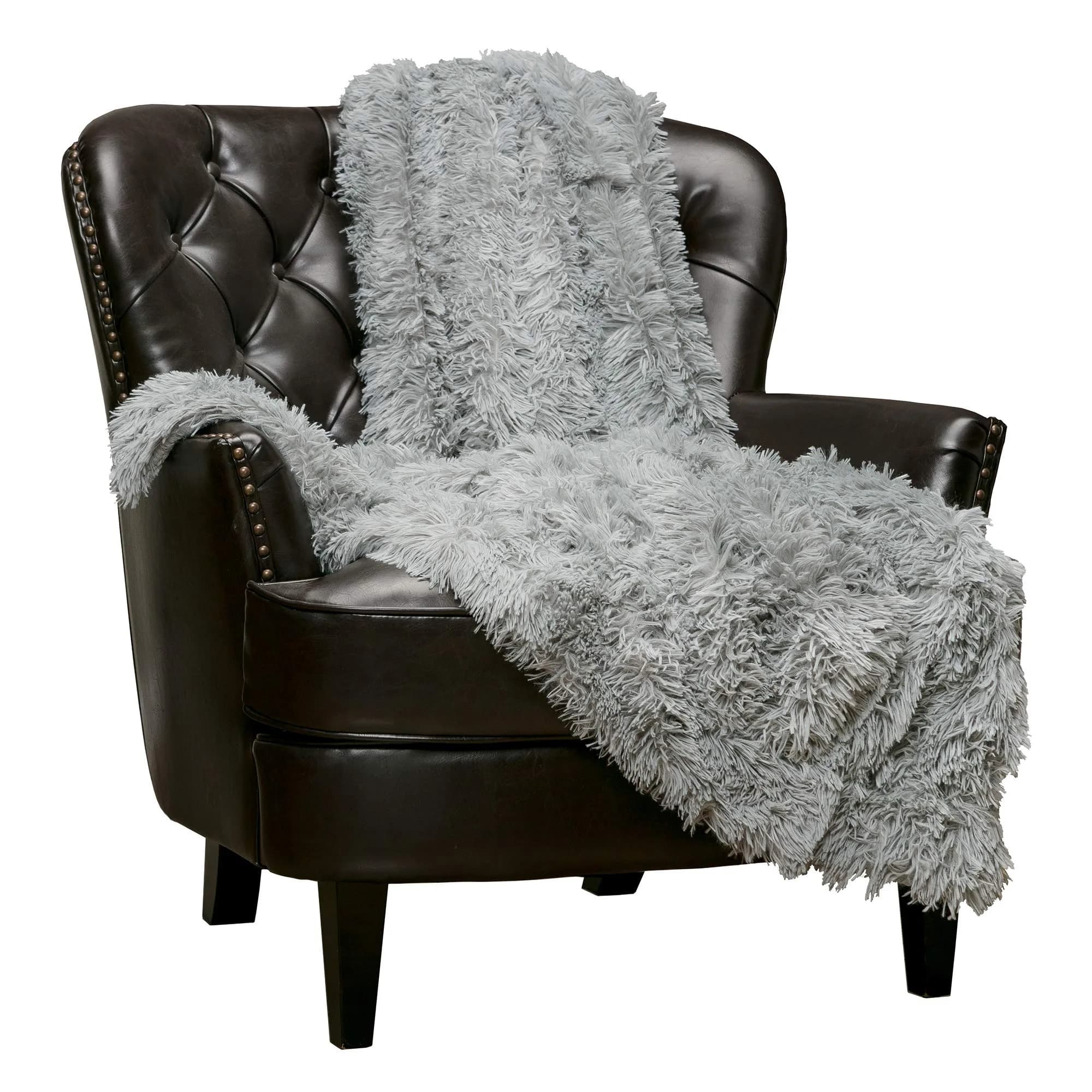 Chanasya Super Soft Shaggy Longfur Throw Blanket 60"x70" | Cozy Faux Fur Lightweight Warm Grey - main product image