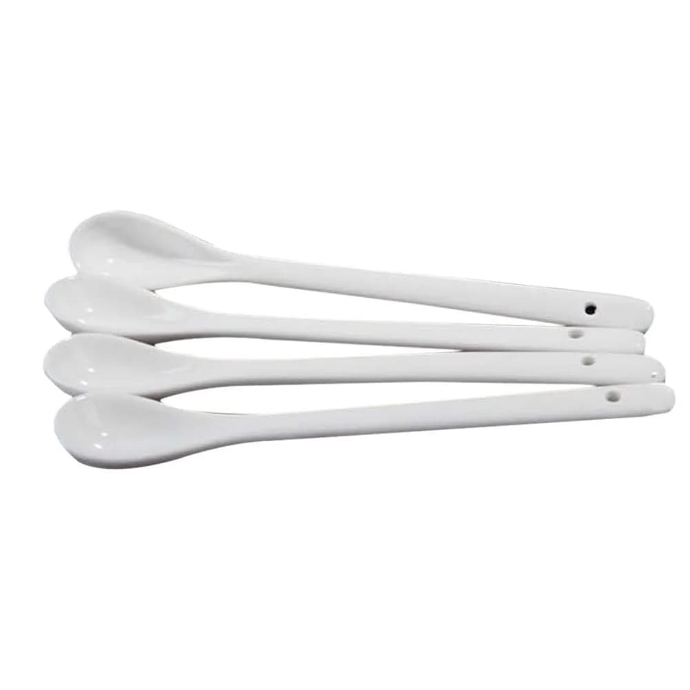 lasenersm White Long Handle Ceramic Spoon Set of 4 | Safe, Durable & Easy to Clean - main product image
