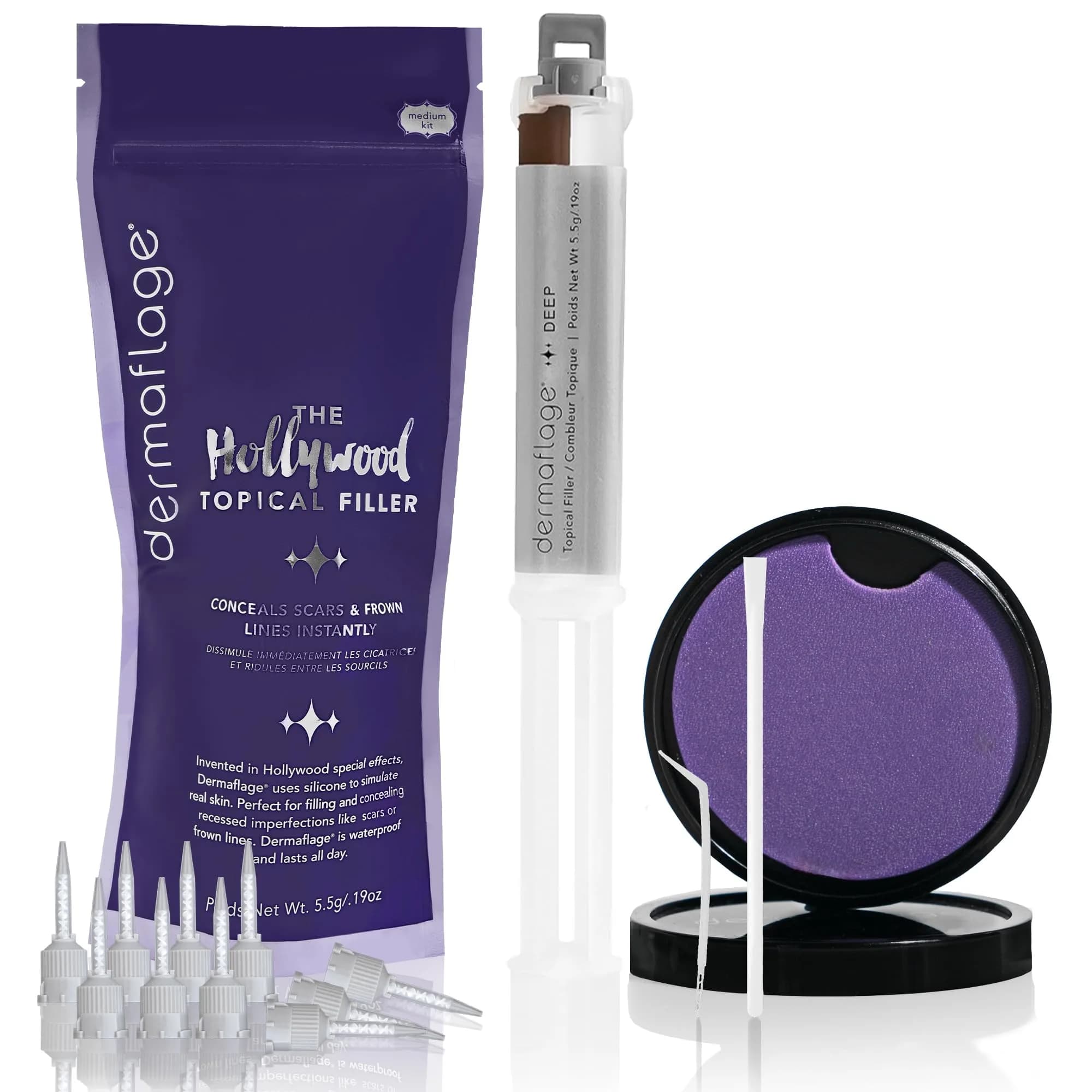 Dermaflage Scar Filler Kit - Deep - Waterproof Concealer for Acne & Wrinkles, 1 mo supply - main product image