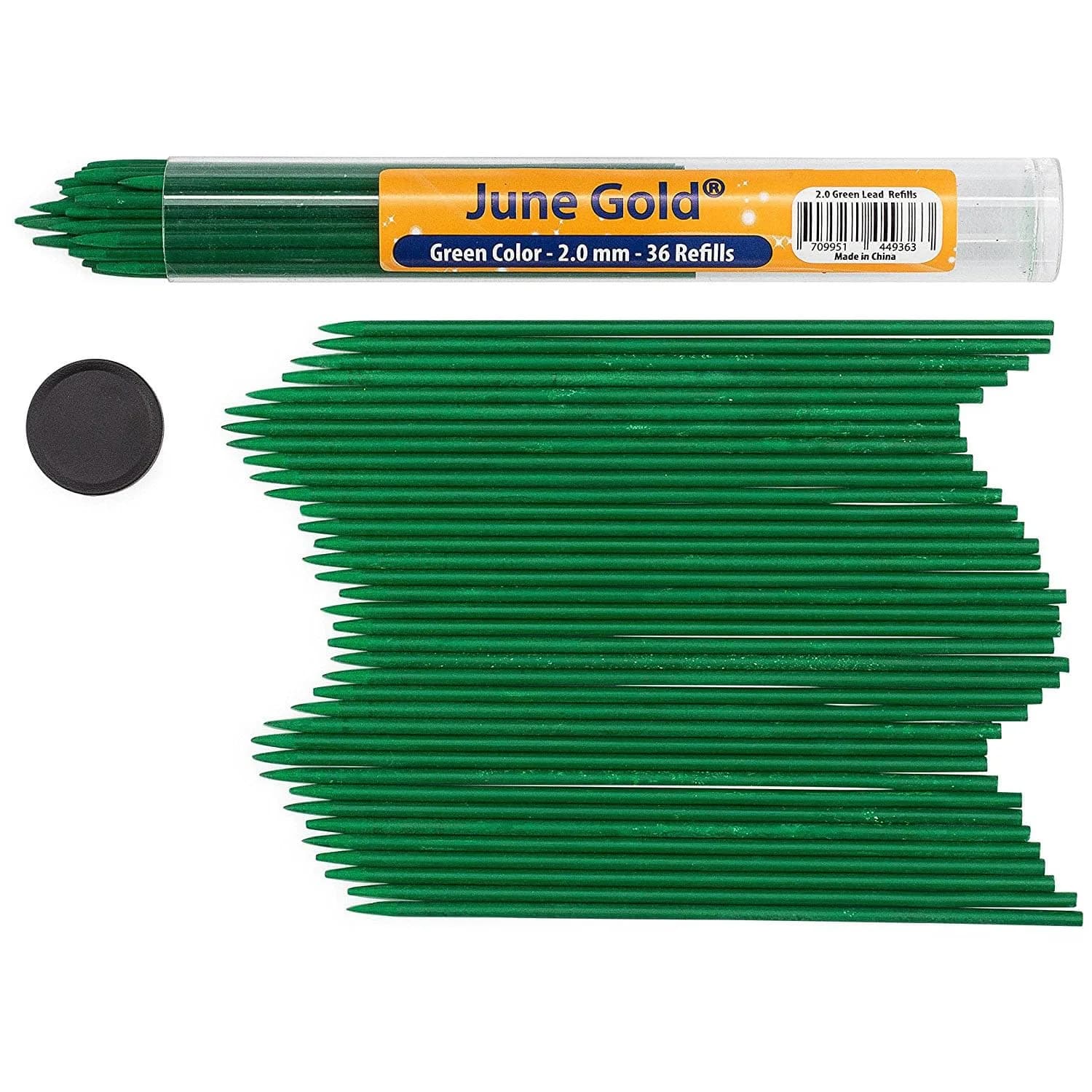 June Gold 36 Green (Emerald #104) Colored 2.0 mm Lead Refills | Break-Resistant, 90 mm Length - main product image