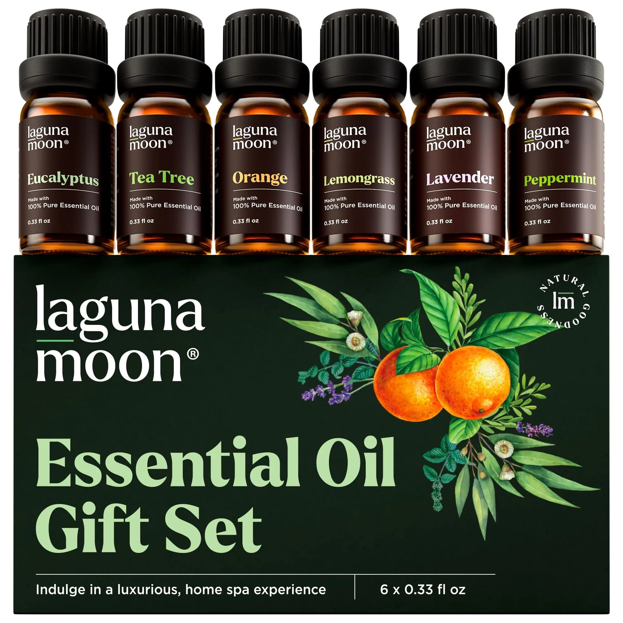 Lagunamoon Essential Oils Aromatherapy Set - 6 Oils for Diffusers, Home Care, Candle Making, 10mL | Pure, Natural, Gift-Ready - main product image