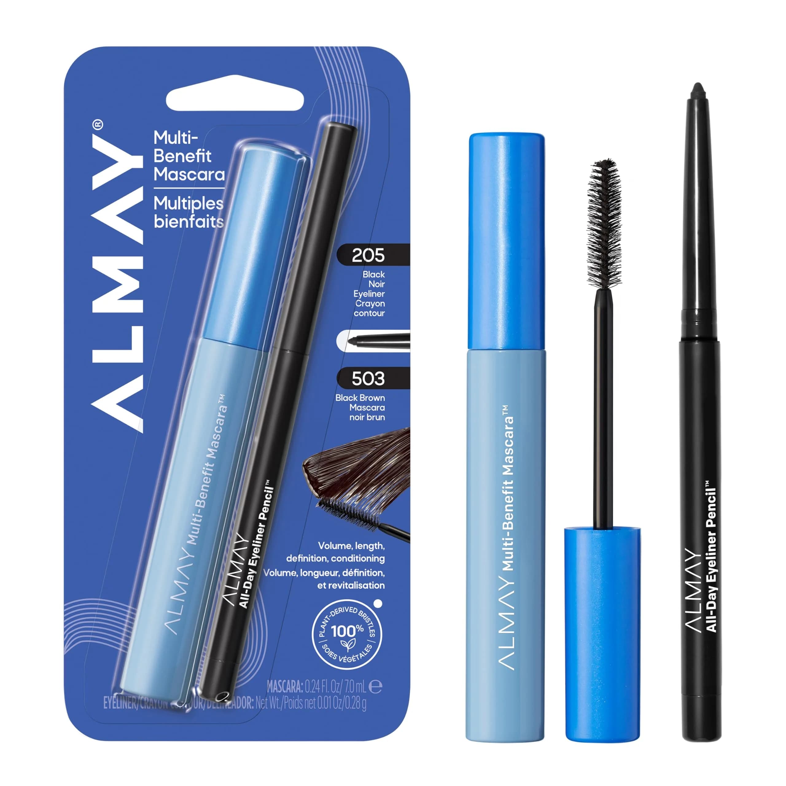 Almay All-Day Eyeliner Pencil, 503 Black Brown Duo Pack - Waterproof Matte Finish - main product image