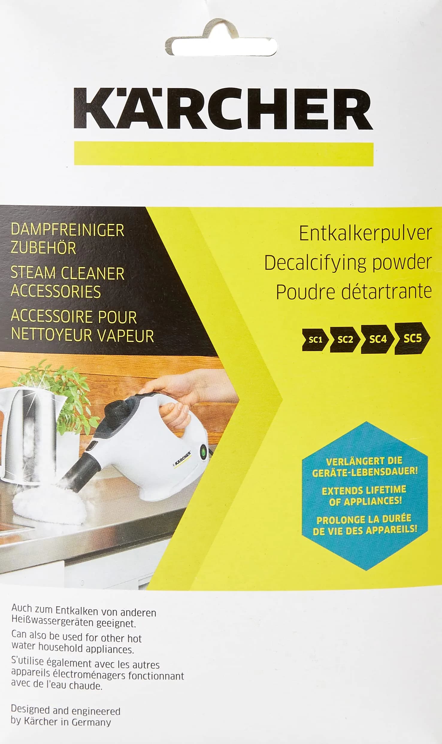 Kärcher RM Descaling Powder for Steam Cleaners & Coffee Machines, 6 x 17g (102g Total) | Extends Appliance Life - main product image