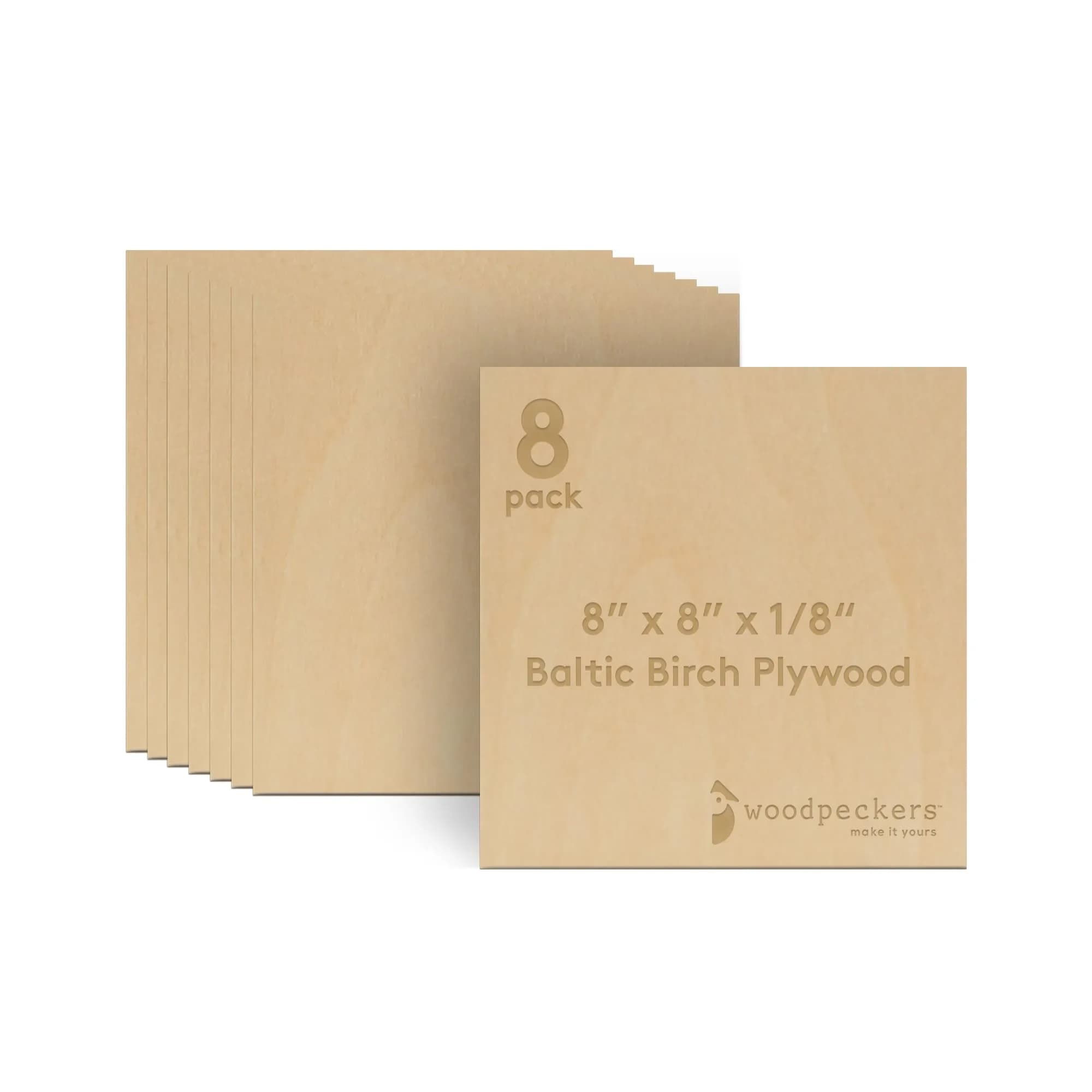 Woodpeckers Baltic Birch Plywood 8" x 8" | 3 mm 1/8 Craft Wood, B/BB Grade, Stronger Than Basswood - main product image
