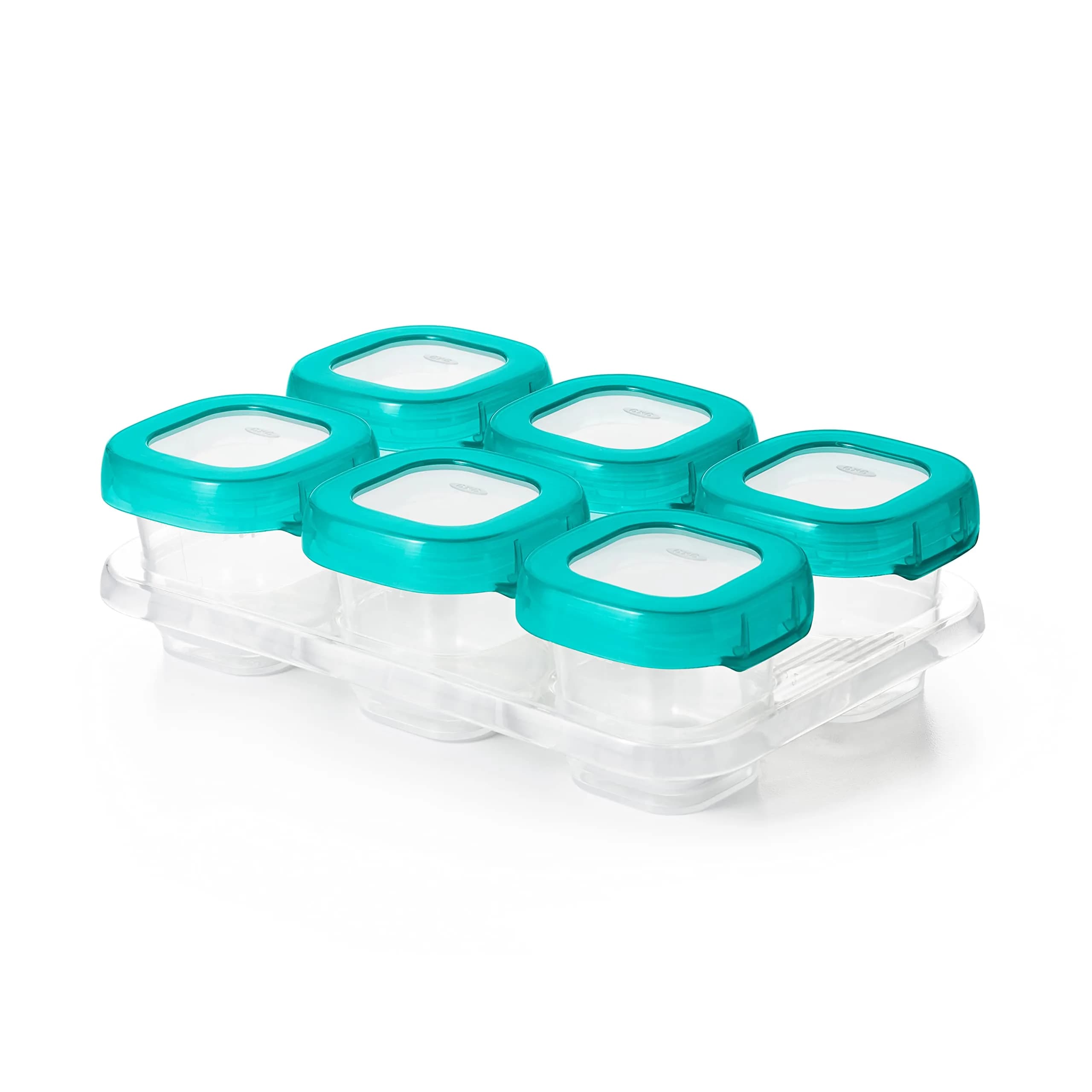 OXO Tot Baby Blocks Freezer Storage Containers 2 Oz (60 ml) - Teal | BPA-Free, Airtight, Leak-Proof - main product image