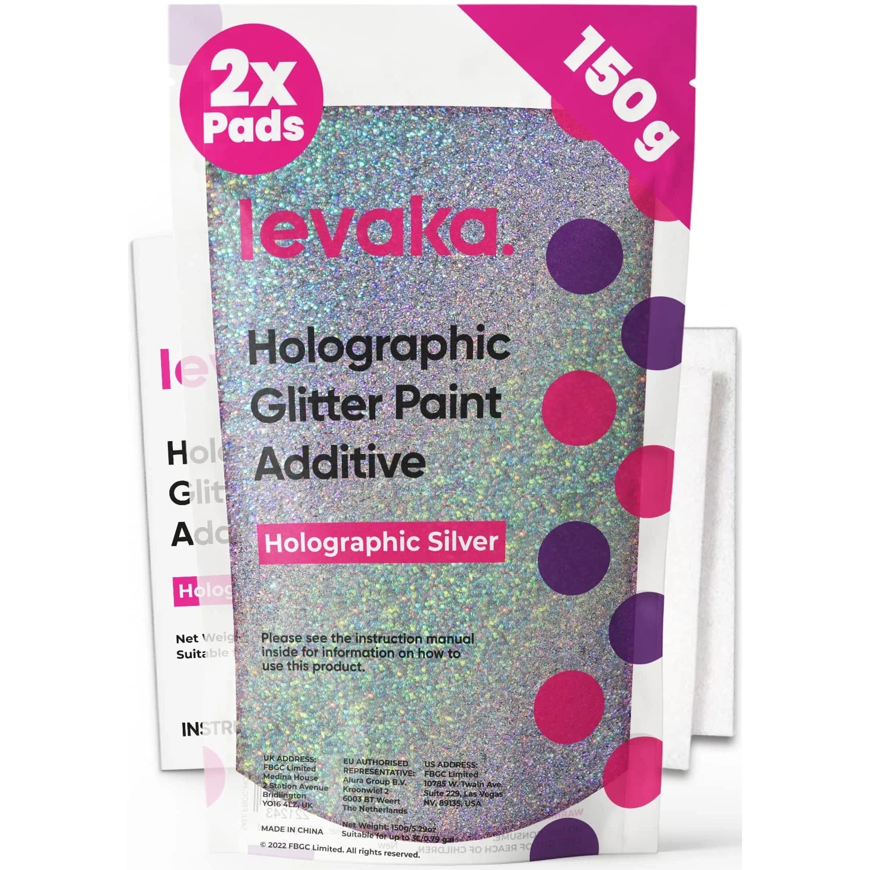 FBGC Holographic Silver Glitter Paint Additive 156 g (5.3 oz) | Adds Sparkle to Walls & Furniture - main product image