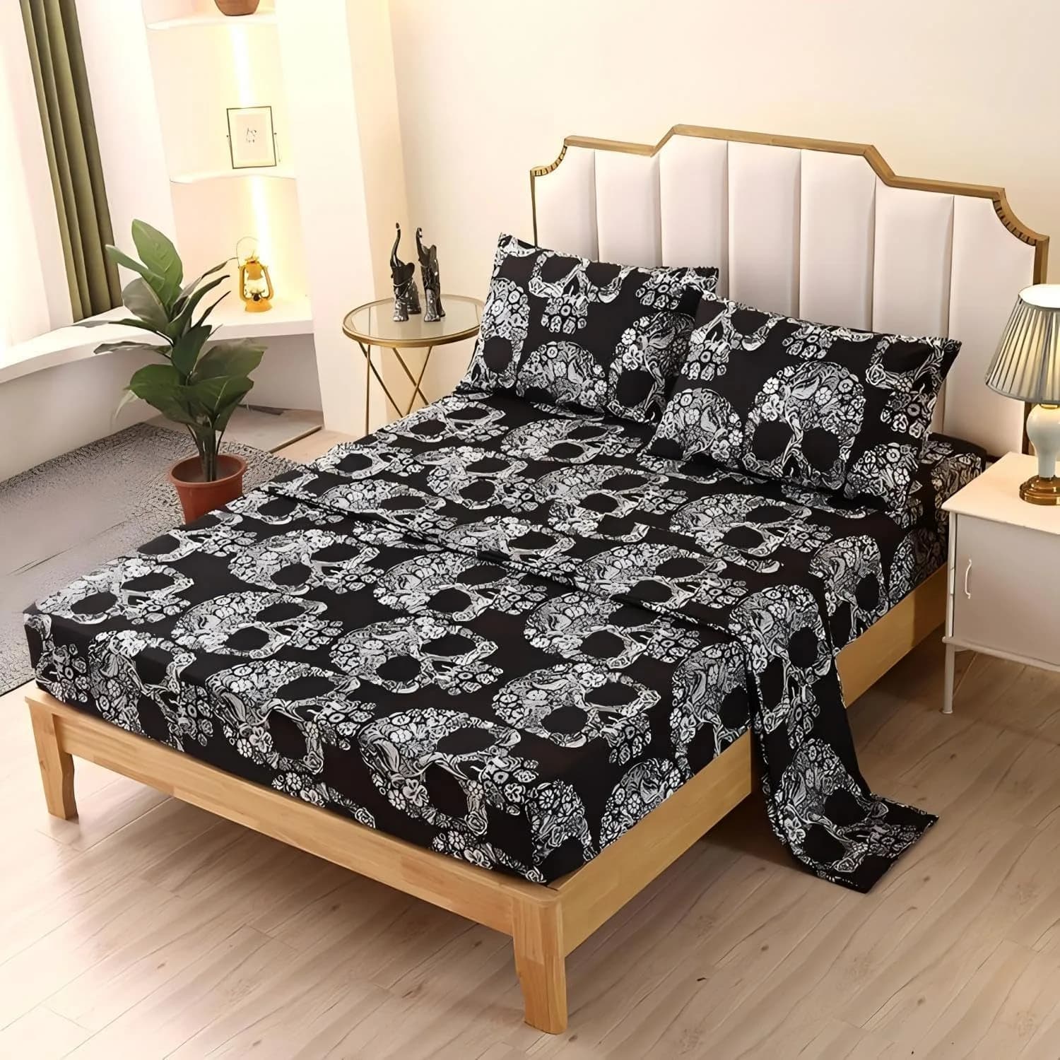 SDIII Skeleton Twin Sheets Set | Microfiber Gothic Bedding Deep Pocket All Season - main product image
