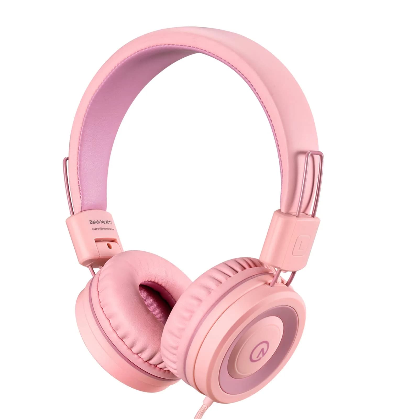 Noot Products K11 Kids Headphones Wired 3.5mm Jack Soft Pink | Tangle-Free, Adjustable & Foldable - main product image