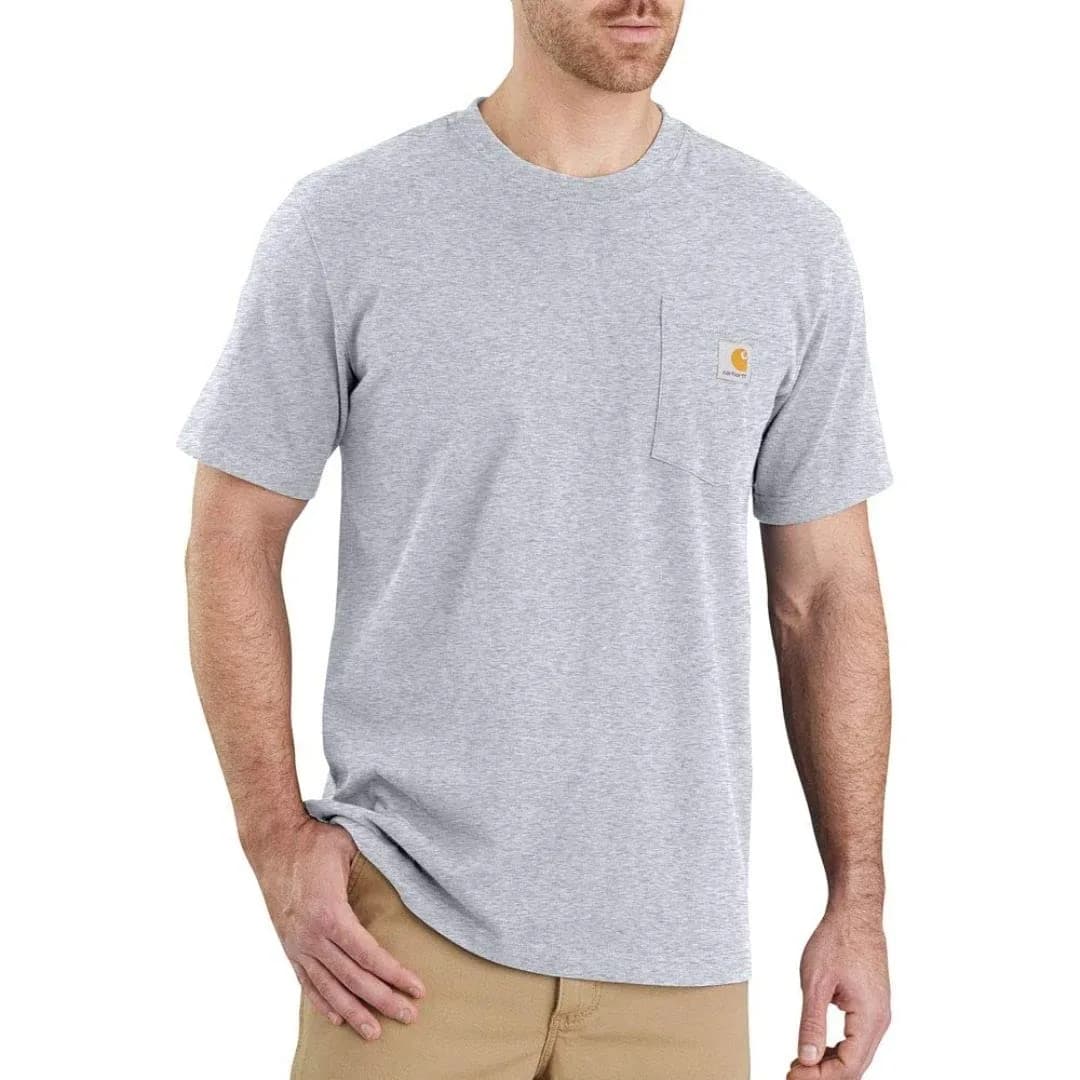 Carhartt Men's Dearborn Relaxed Pocket T-Shirt Heather Gray Large | Heavyweight Cotton Workwear Tee - main product image