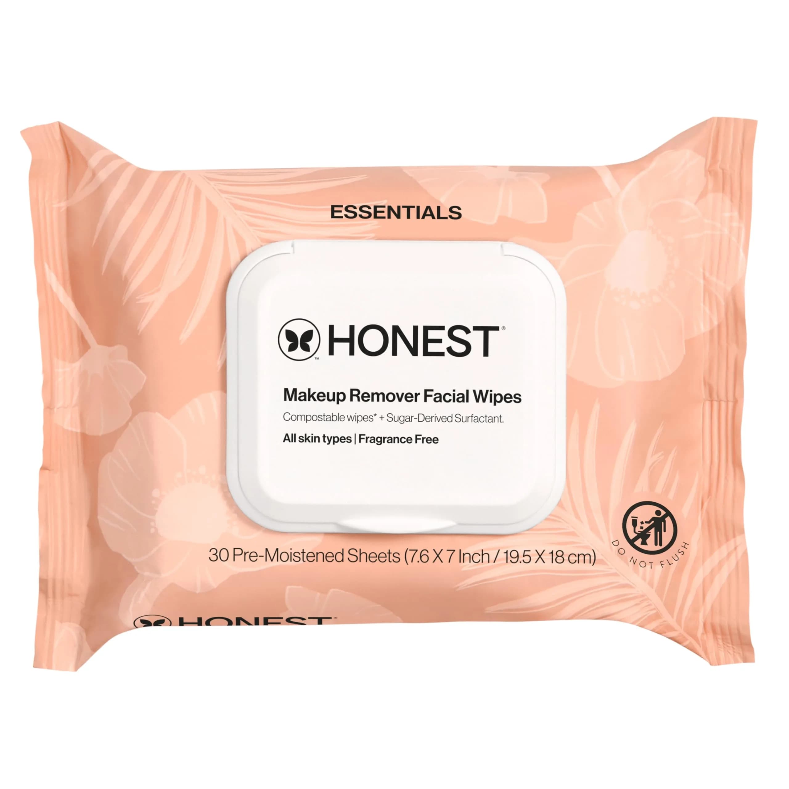 Honest Beauty Cleansing Makeup Remover Facial Wipes, Fragrance-Free, 30ct | Gentle, Hypoallergenic, Waterproof Makeup Removal - main product image