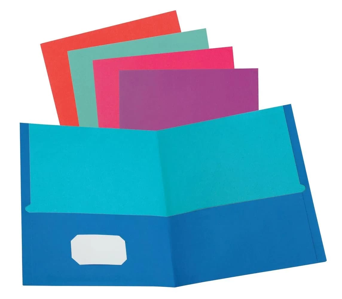 Oxford 2 Pocket Folders, Textured Paper, Assorted Colors, Letter Size, 25 Per Box | Durable & Organized - main product image