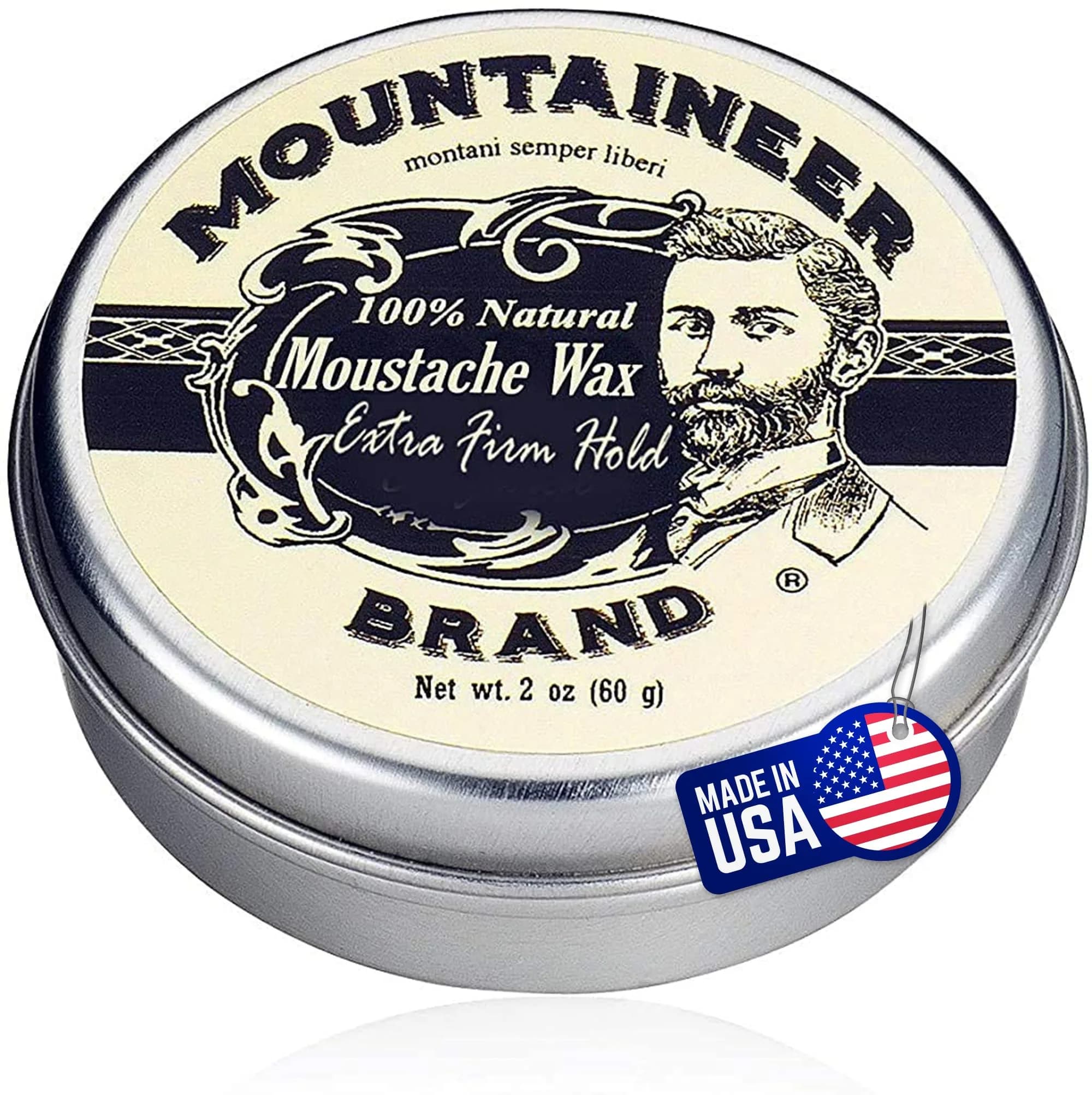 Mountaineer Brand Unscented Natural Mustache Wax | Strong Extra Firm Hold 60ml (2oz) | Styles & Conditions Facial Hair - main product image