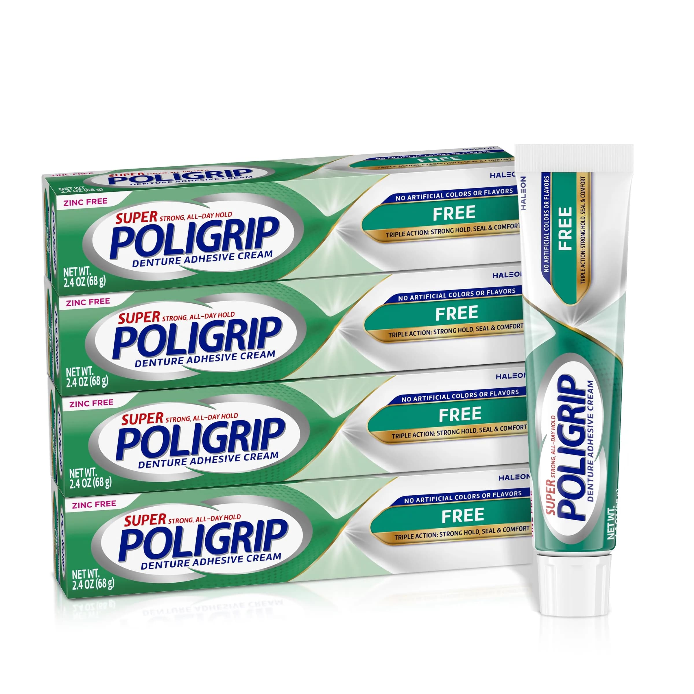 Super Poligrip Denture Adhesive Cream 2.4 oz | Strong All-Day Hold, Zinc-Free, Flavor-Free - main product image
