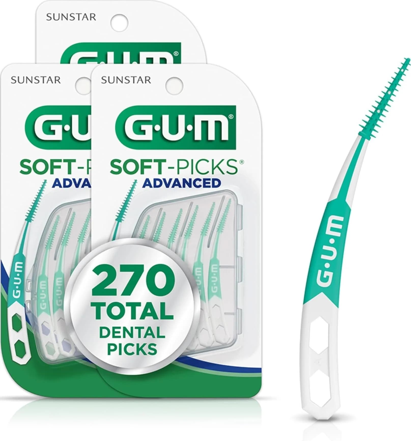GUM Soft-Picks Advanced Interdental Picks 90 Count | Soft Rubber Bristles for Sensitive Gums - main product image