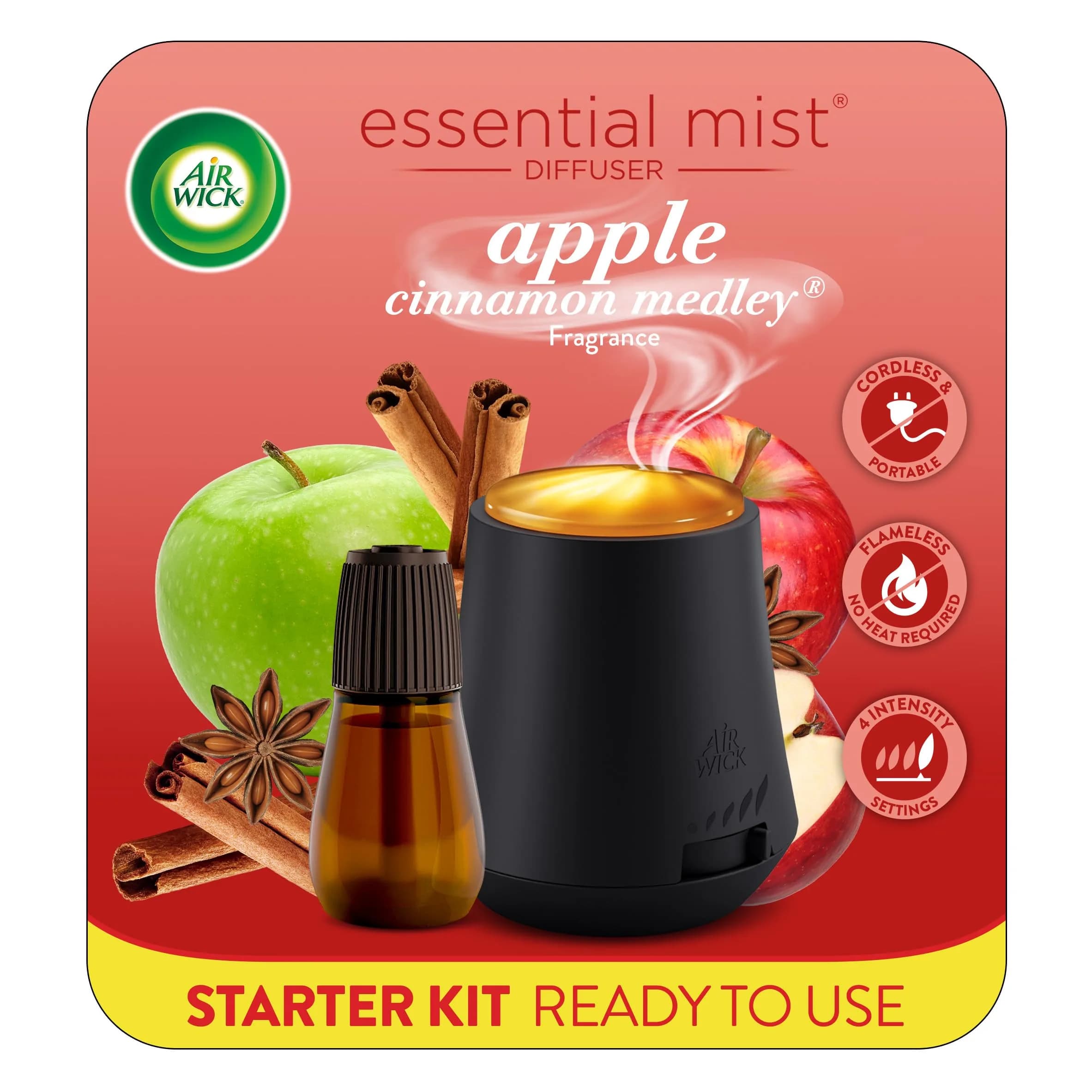 Air Wick Essential Mist Starter Kit, Apple Cinnamon | Modern Cordless Diffuser with Natural Essential Oils - main product image