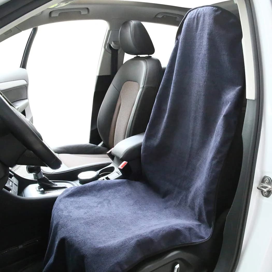 Shakar Sweat Towel Car Seat Cover Dark Blue Universal Fit | Protects Seats from Sweat & Moisture - main product image