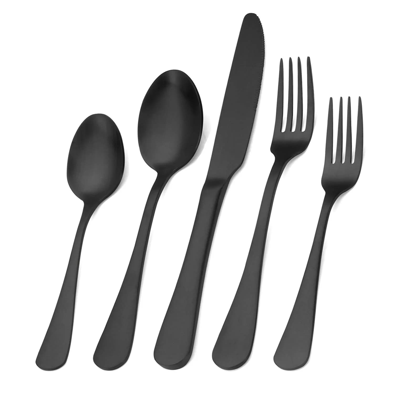 sharecook Matte Black Silverware Set, Satin Finish 20-Piece Stainless Steel Flatware Set | Dishwasher Safe for 4 - main product image
