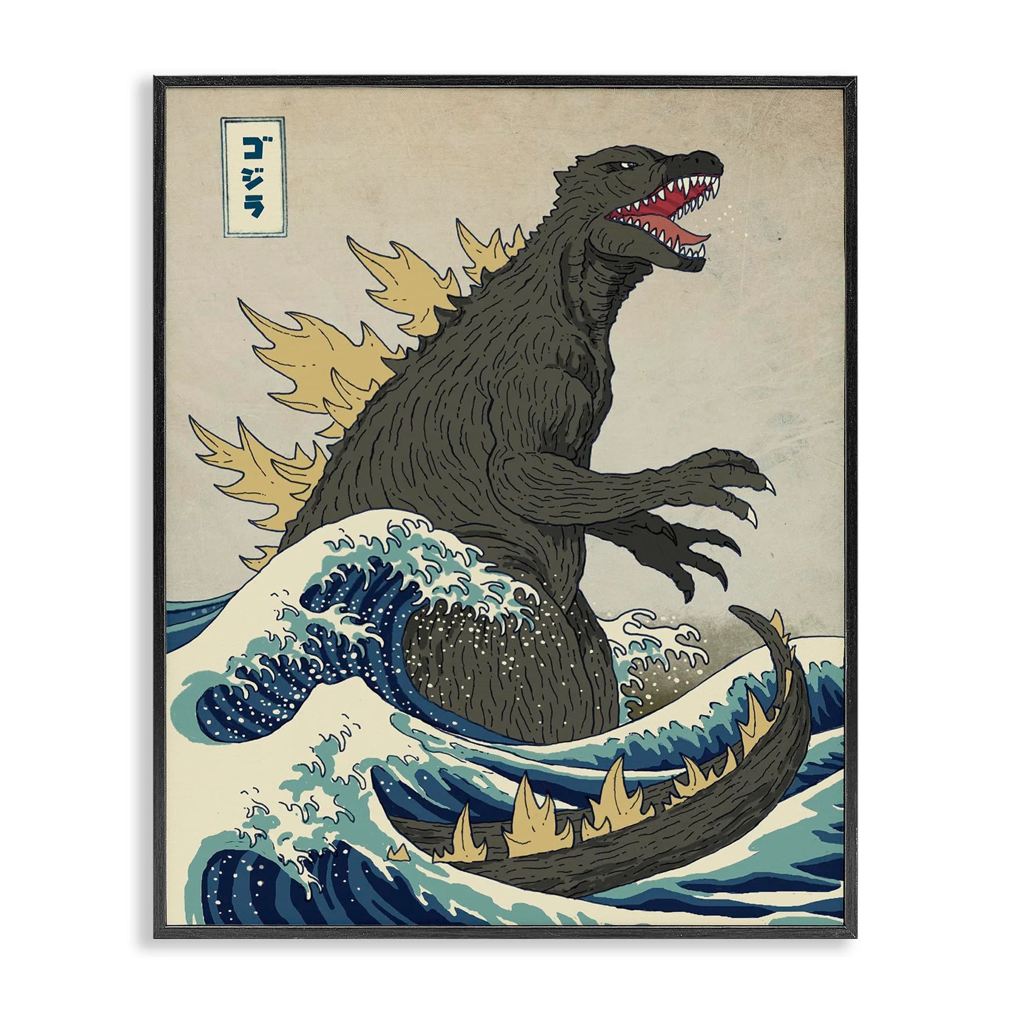 Stupell Industries Wall Art 'Nautical Godzilla Eastern Style Illustration' | Framed Giclee Art 14"L x 11"W - main product image