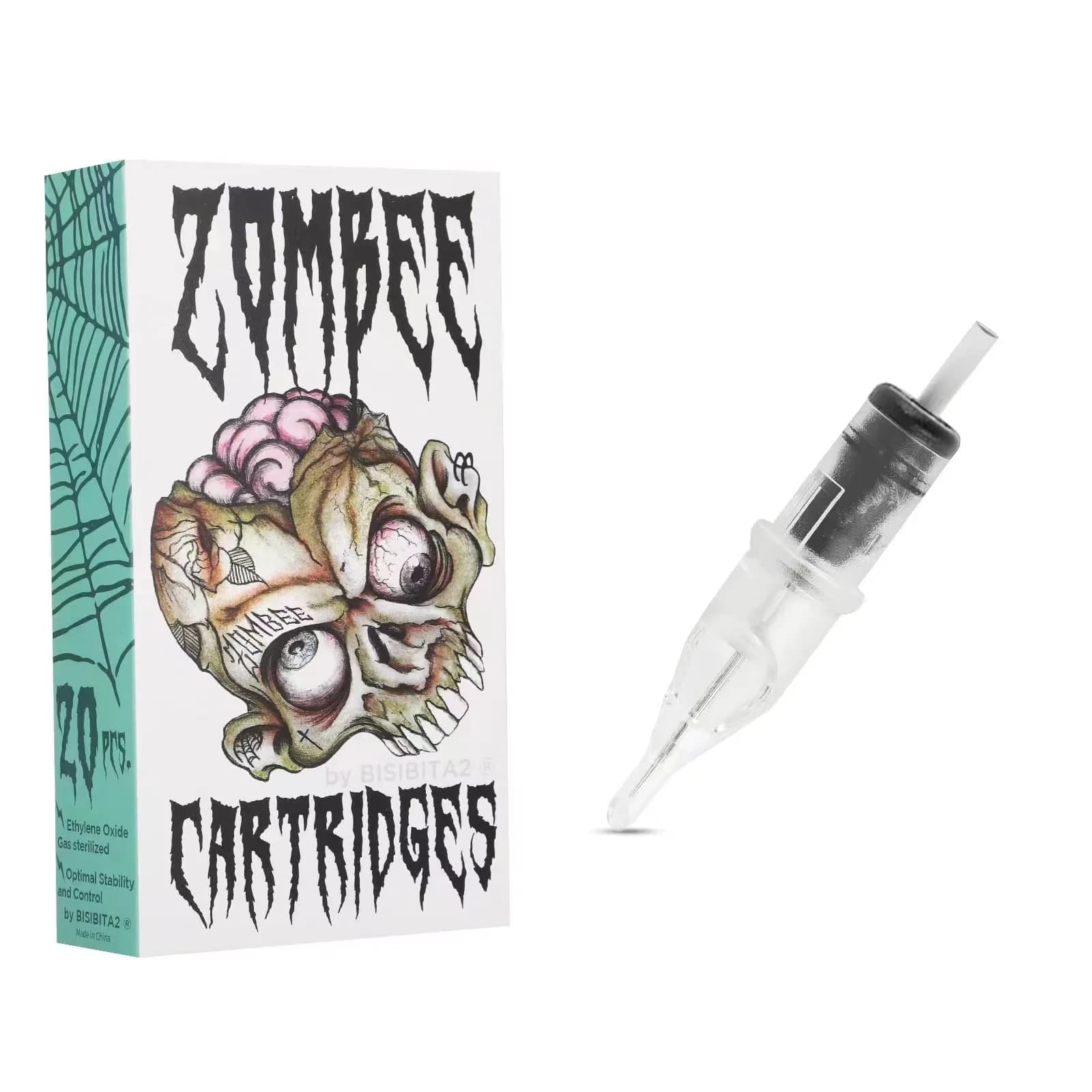 BISIBITA2 ZOMBEE Disposable Tattoo Needle Cartridge 1005RL (20 Count, Clear) | Precision Tattooing with Safety Membrane - main product image