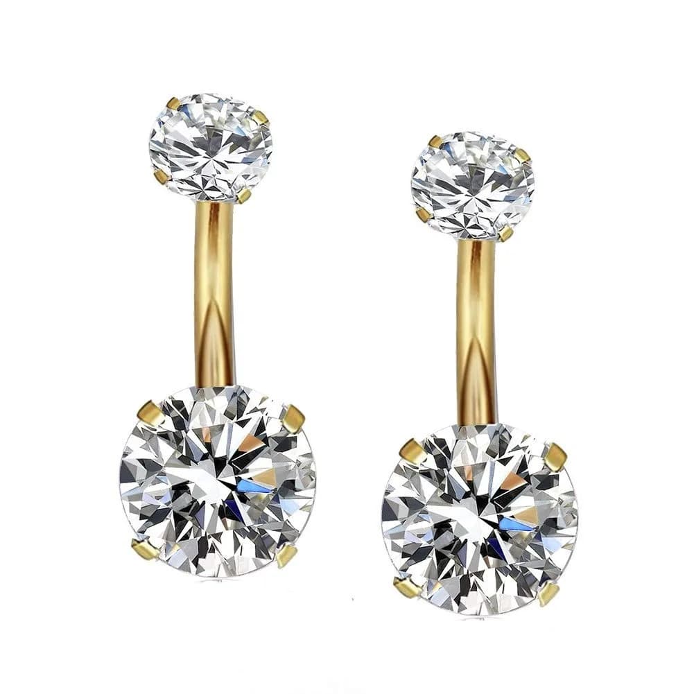 YHMM 14G Surgical Steel Gold Belly Button Rings 12mm (0.47in) | Internally Threaded Navel Barbell Stud - main product image