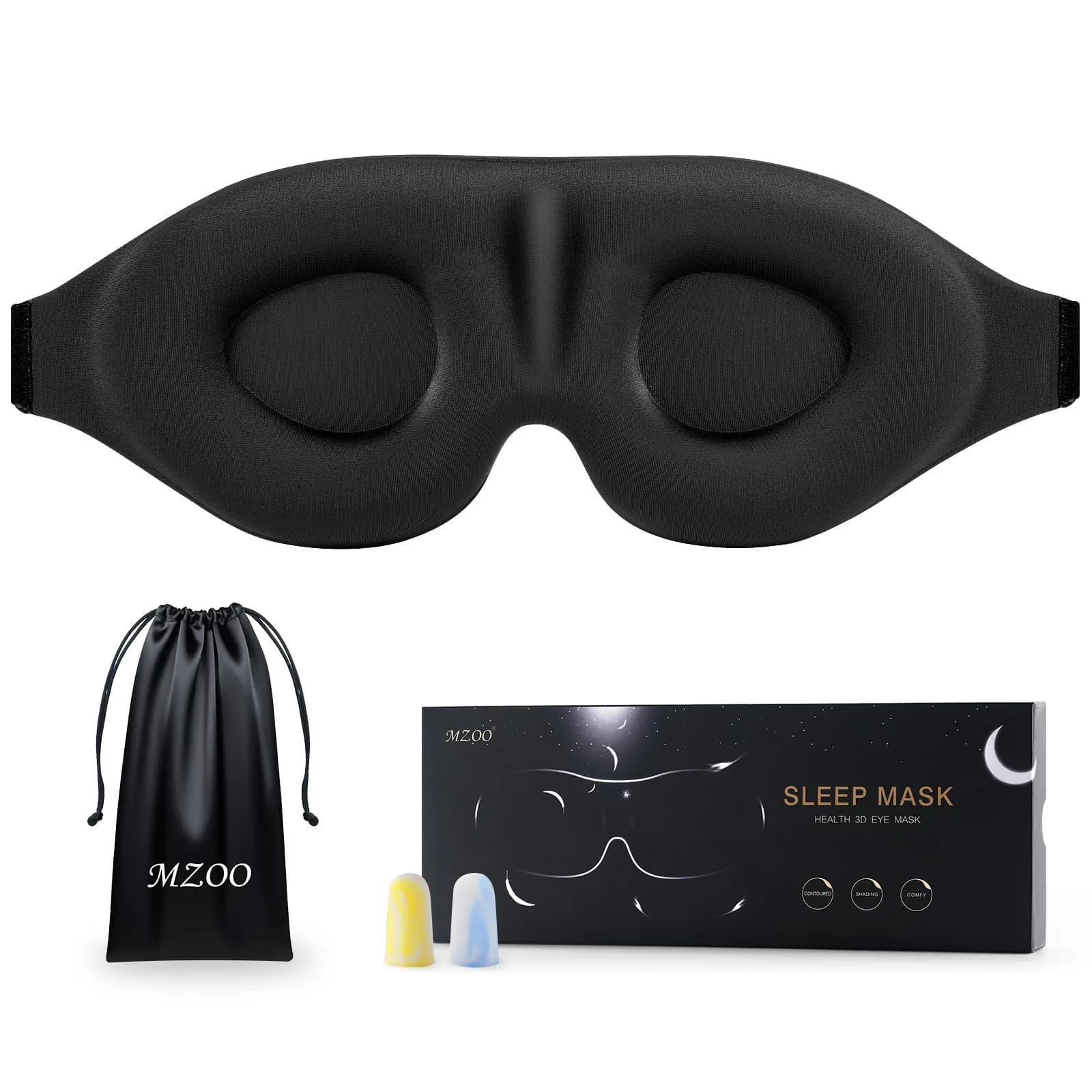 MZOO Luxury 3D Sleep Mask 10mm (0.39in) | Patented Light Blocking Design for Zero Eye Pressure - main product image