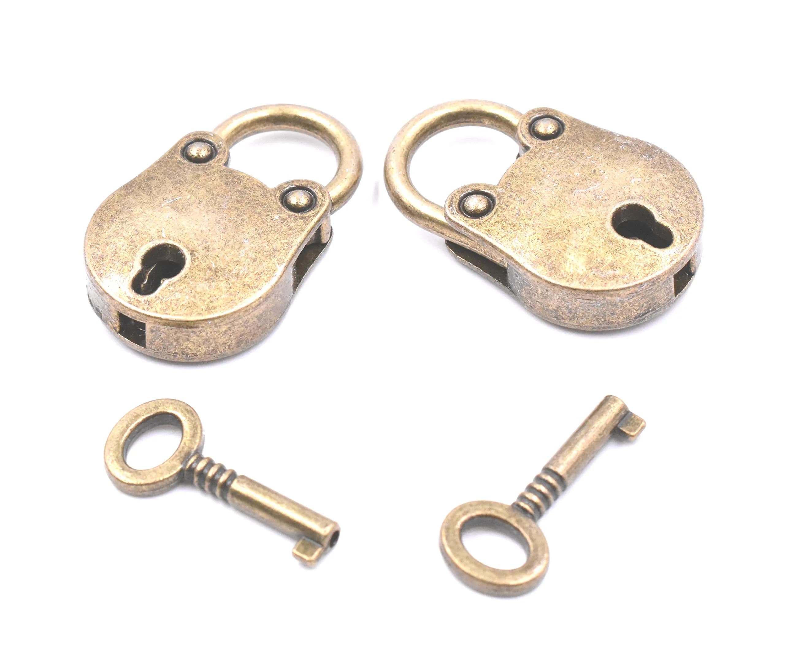 Art&Beauty Vintage Antique Style Mini Padlocks with Keys (2-Pack, Bronze) | Set of 2 Locks - main product image