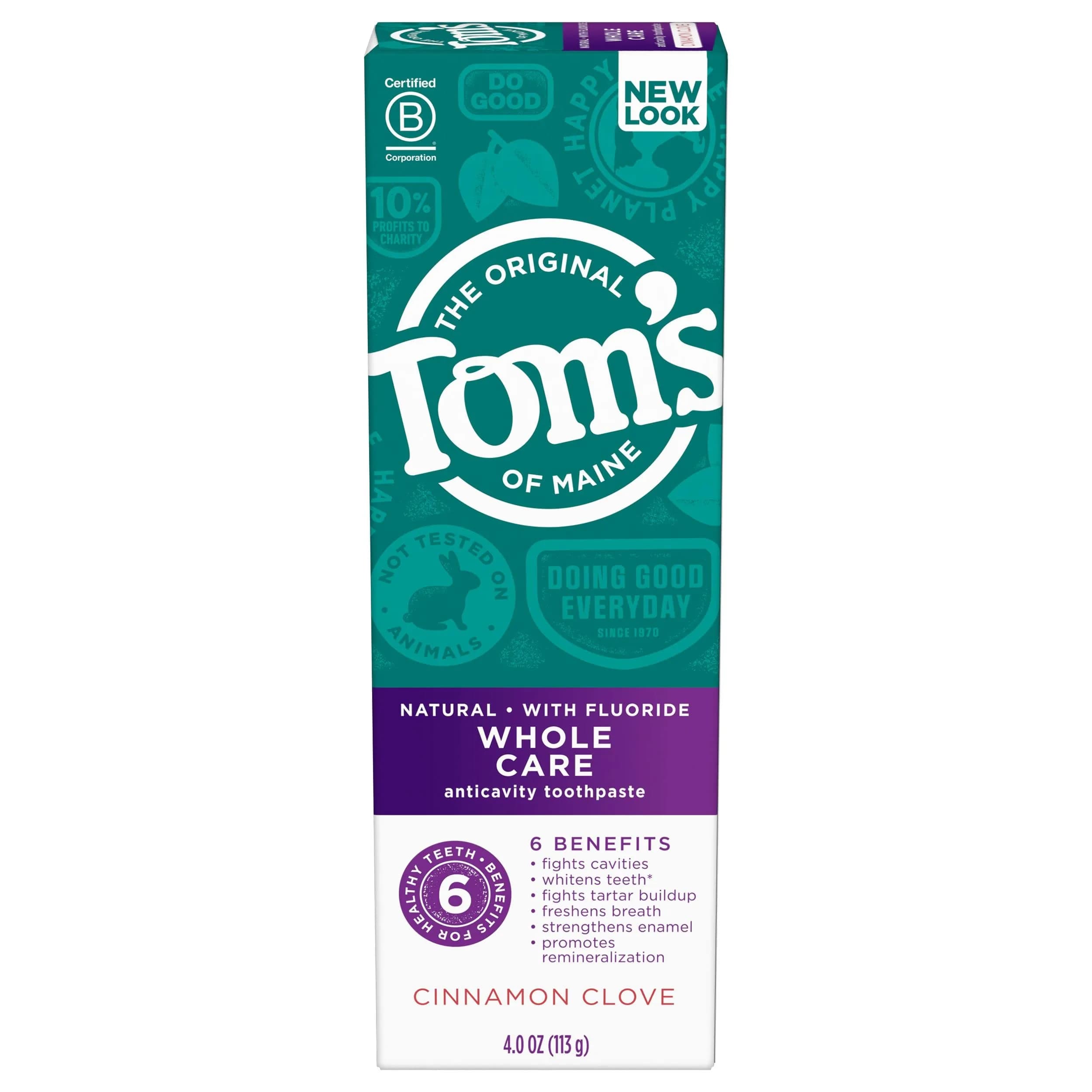 Tom's of Maine Cinnamon Clove Whole Care Toothpaste 4 oz | Natural Fluoride for Whole Mouth - main product image