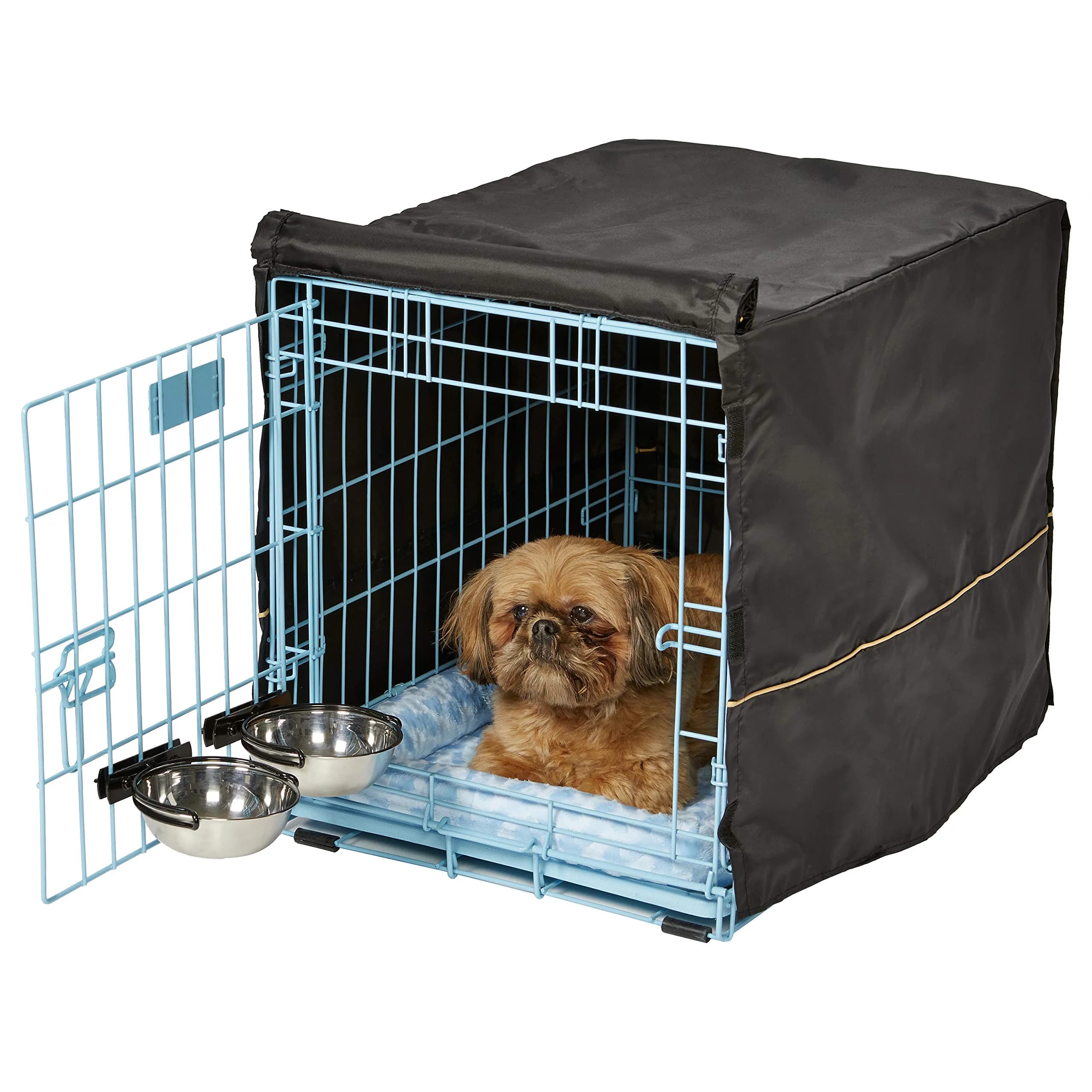 MidWest Homes for Pets Blue Fashion iCrate Starter Kit, 24-inch Dog Crate Bundle for Small Dogs | All-in-One Puppy Care Set