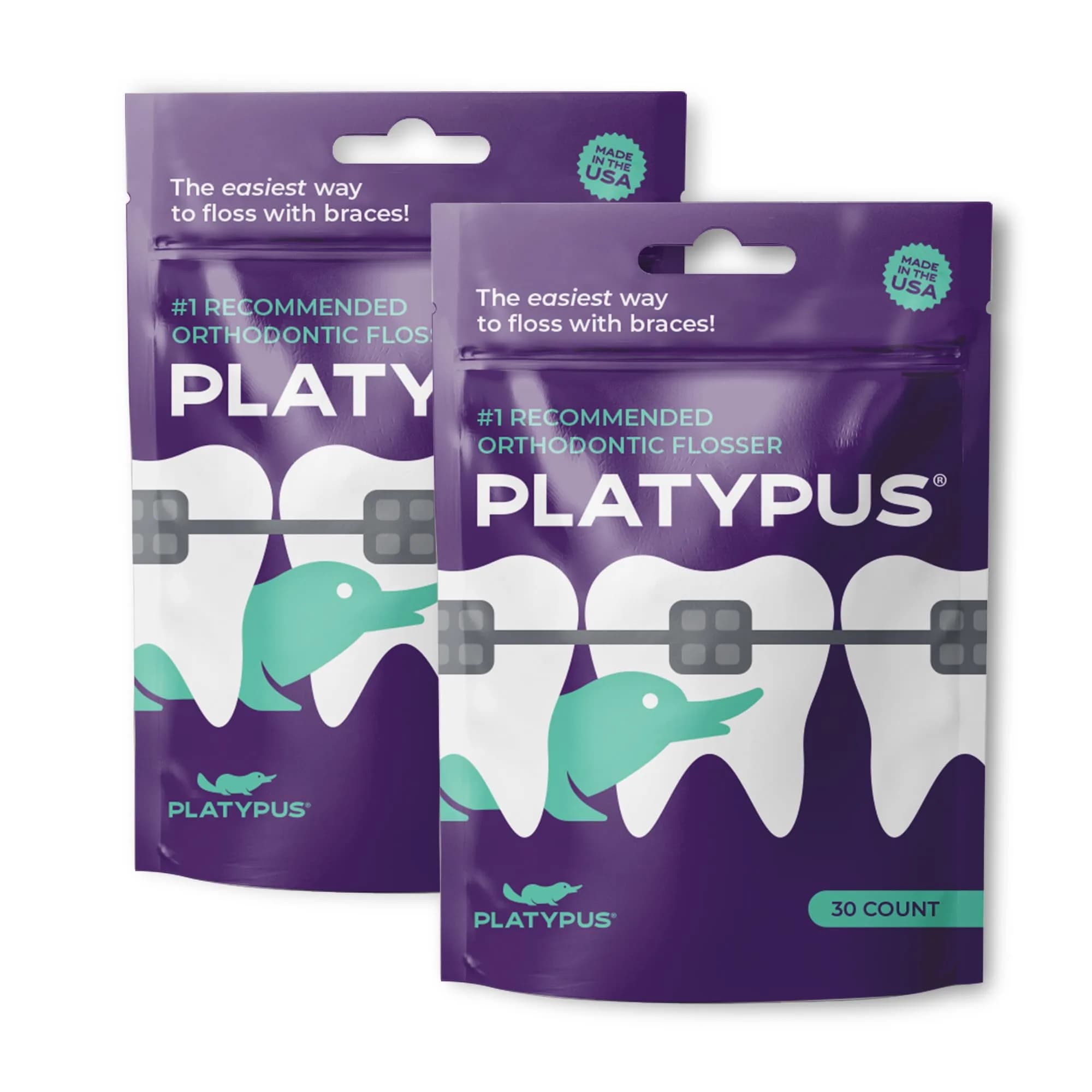 Platypus Orthodontic Flossers for Braces, 60 Count (Pack of 2) | Orthodontist Recommended for Daily Use - main product image