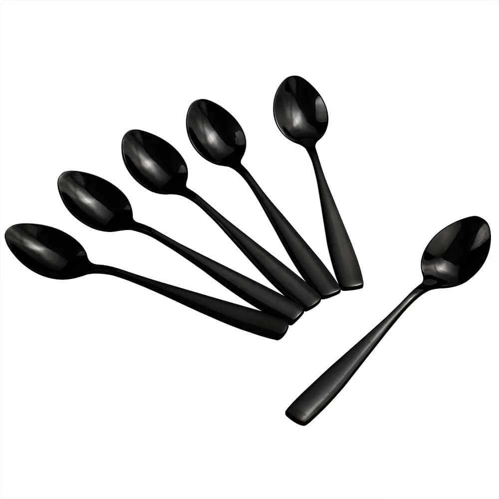 Teyyvn Stainless Steel Tea Spoons 16-Piece Black Small Spoon | Durable & Mirror Finish (14.94cm) - main product image