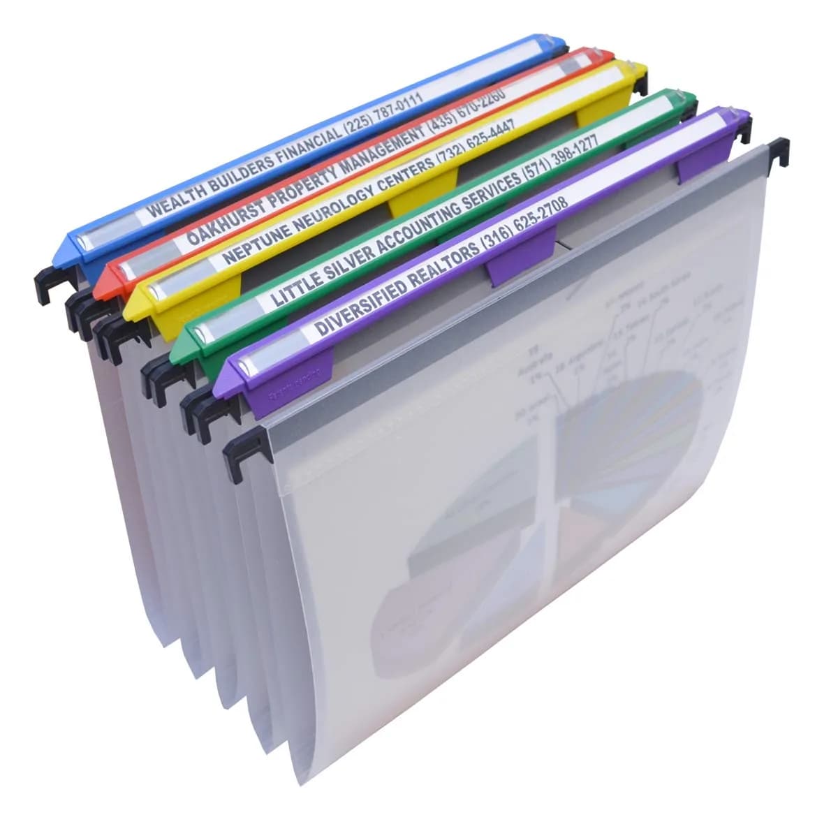Ultimate Office MagniFile V-Bottom Hanging File Folders, Set of 5 Frost | Polypropylene, Letter Size - main product image