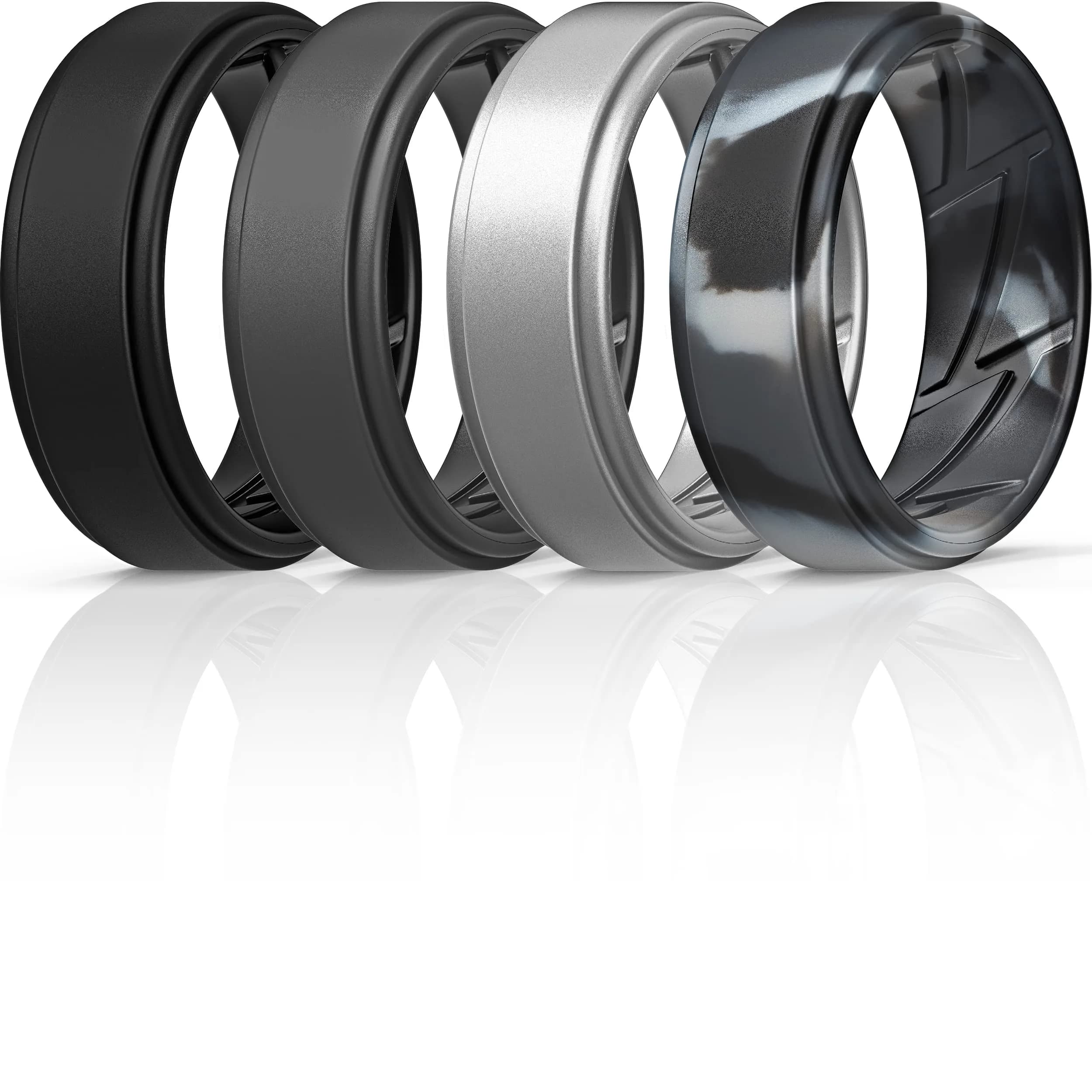 ThunderFit Silicone Wedding Rings for Men, Breathable Airflow Inner Grooves | Safe, Flexible, Hypoallergenic - main product image