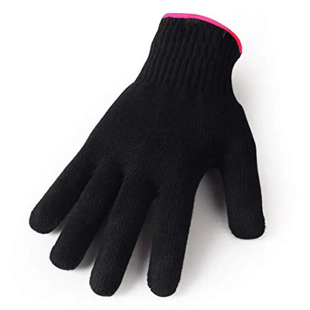 AFT90 Heat Resistant Styling Glove | Black with Pink Edge, 22cm (8.7in) | Protects Hands from Hot Tools - main product image