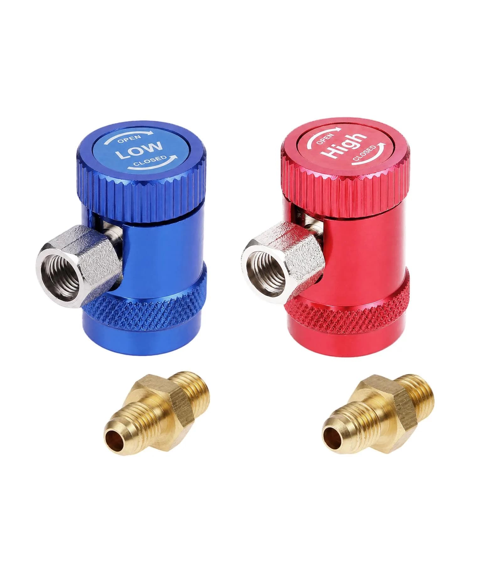 Aupoko R1234yf Quick Coupler, Adjustable High & Low Side Adapter, 17mm/14mm, Brass & Aluminum Alloy, for Automotive AC Systems - main product image