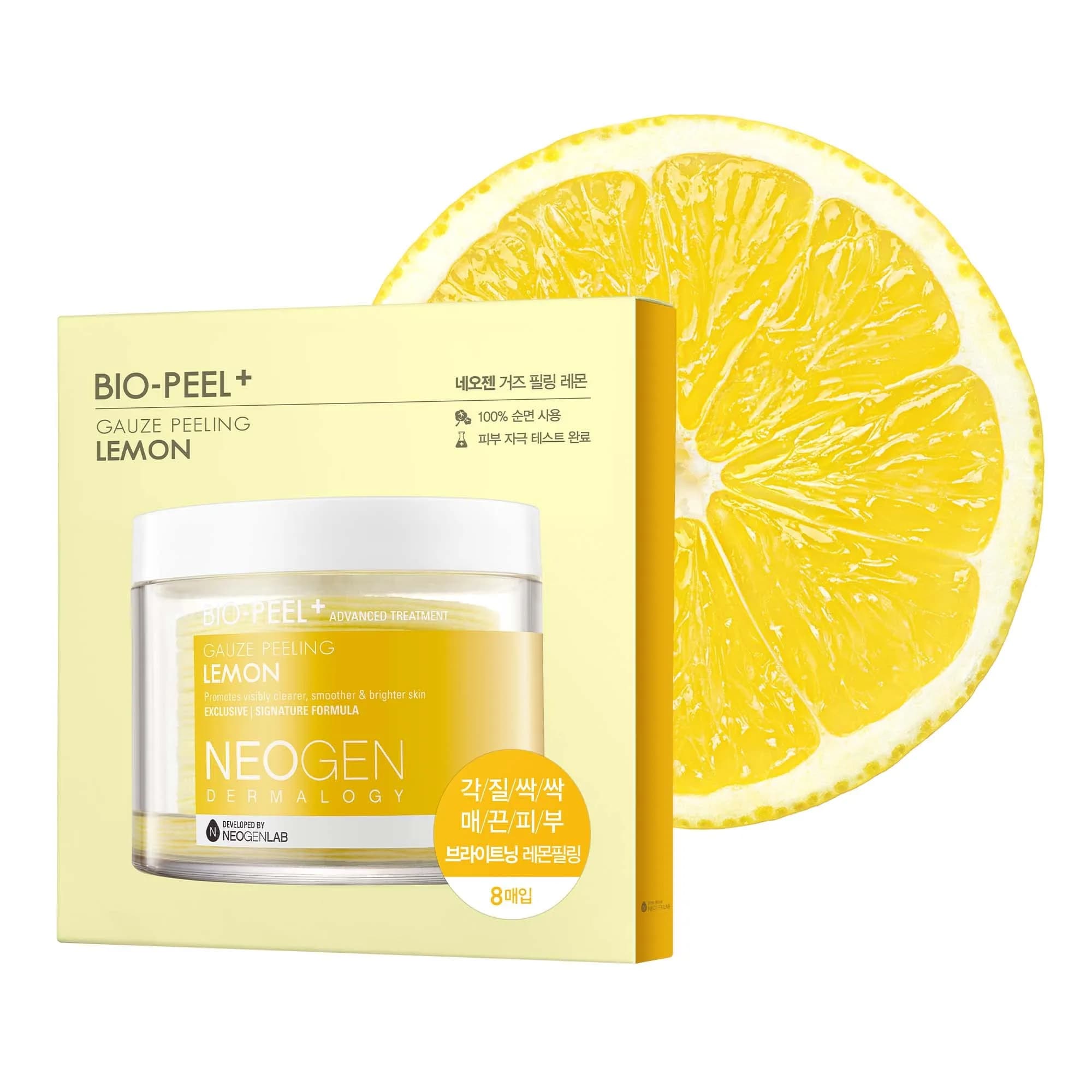 DERMALOGY by NEOGENLAB Bio-Peel Gauze Peeling Pads (Lemon, 8 pcs) | Gentle exfoliation with Lemon & Hyaluronic Acid - main product image