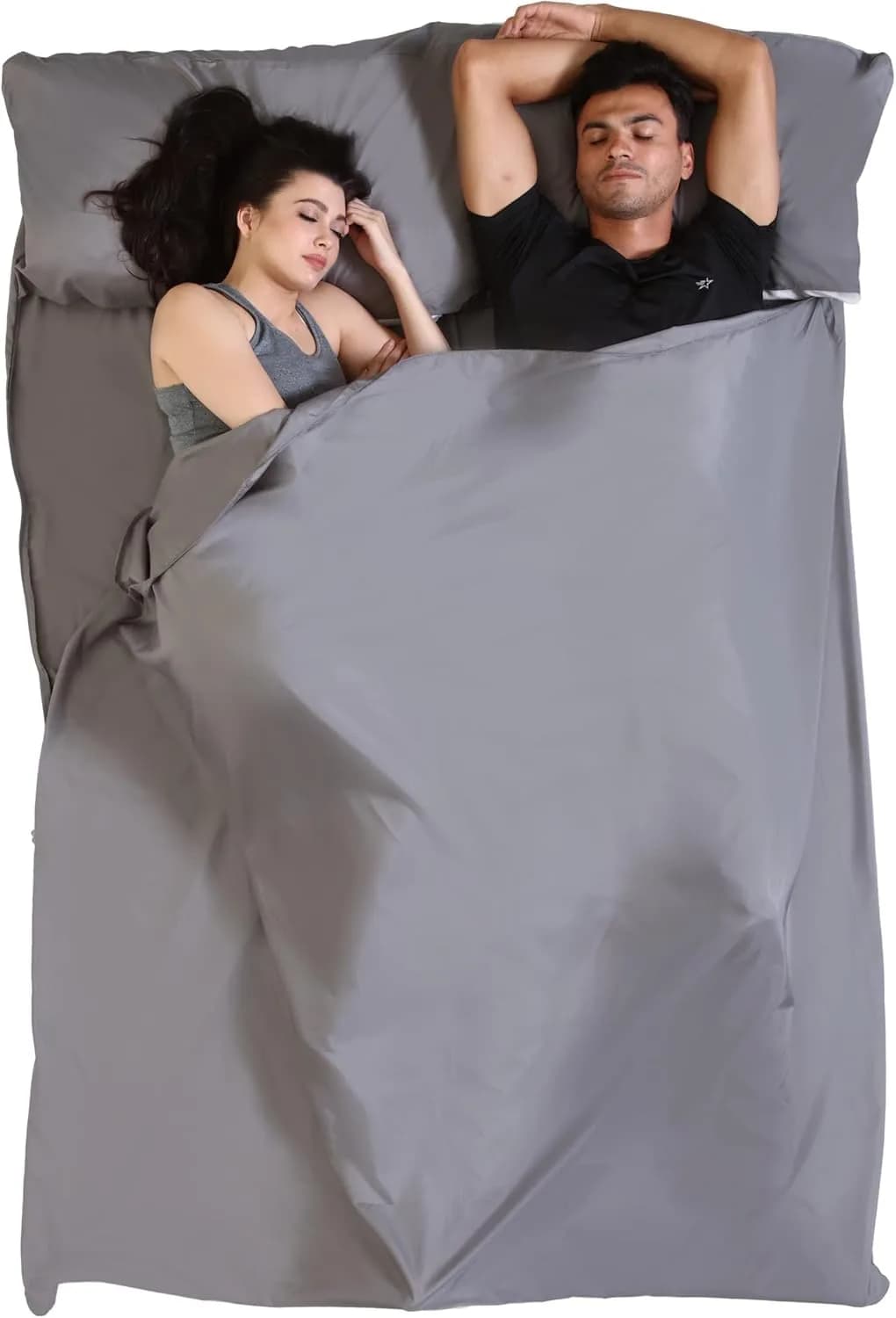 Tough Outdoors Double Sleeping Bag Liner 203cm (85") x 188cm (74") with Zipper | Ultralight Polyester Travel Sheet for Camping & Hotels - main product image