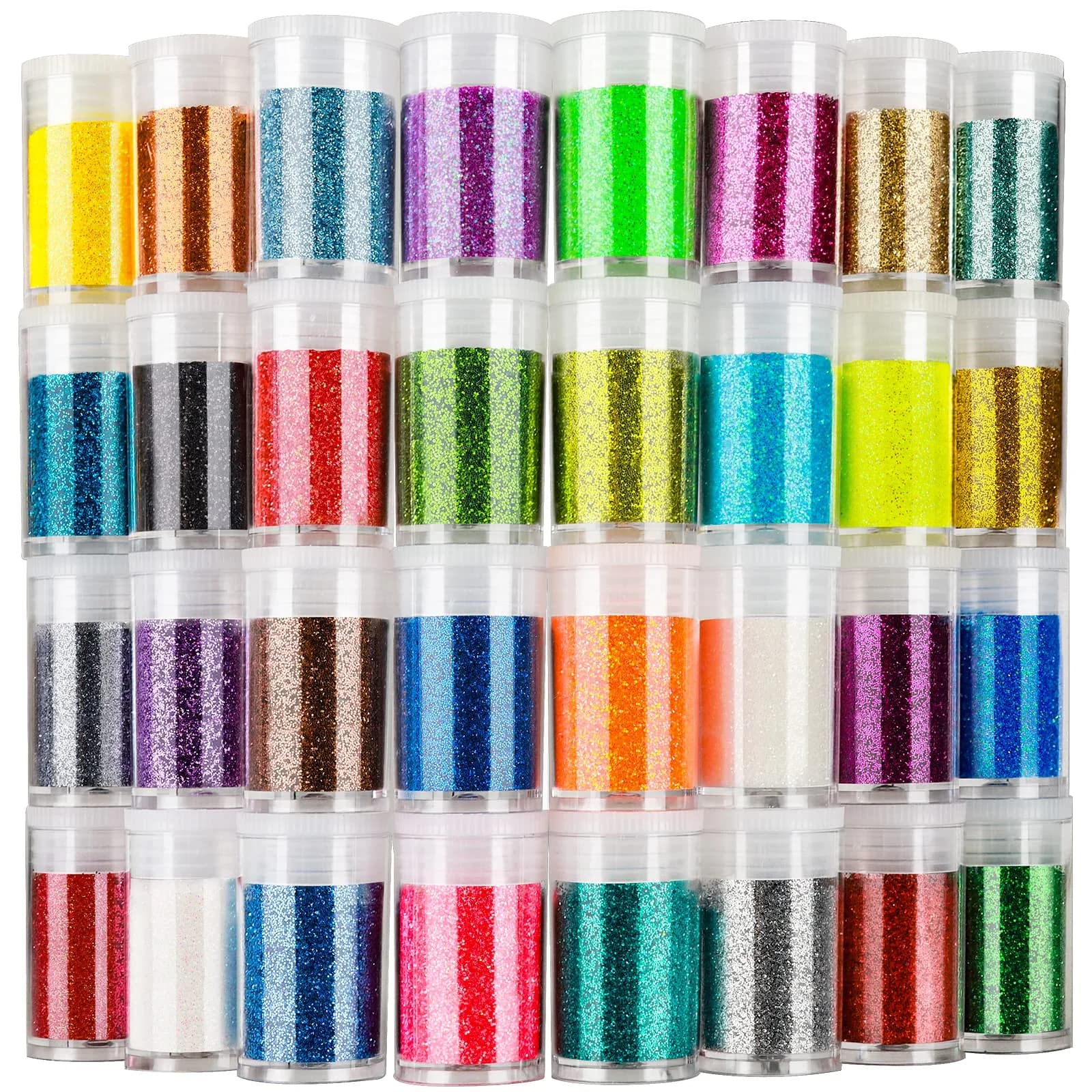 LEOBRO Glitter, 32 Colors Fine Glitter for Crafts, Resin, Body Hair Face Nail, DIY Party Decorations, Arts and Crafts | 160g Assorted Colors