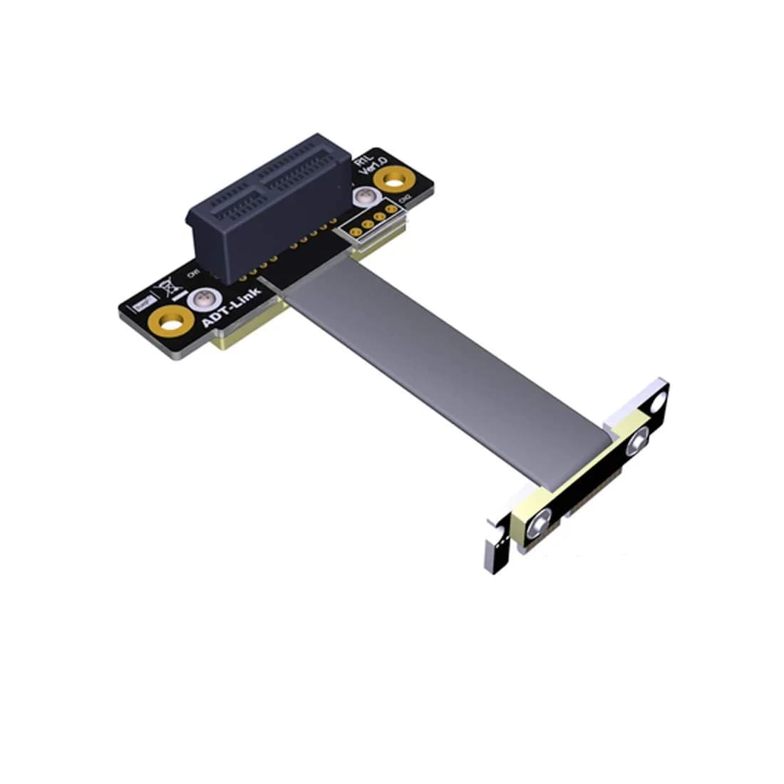 ADT-LINK Dual 90 Degree Right Angle PCIe 3.0 x1 to x1 Extension Cable 20cm (7.87in) | 8Gbps High Speed PCI Express Riser Card Ribbon Extender - main product image
