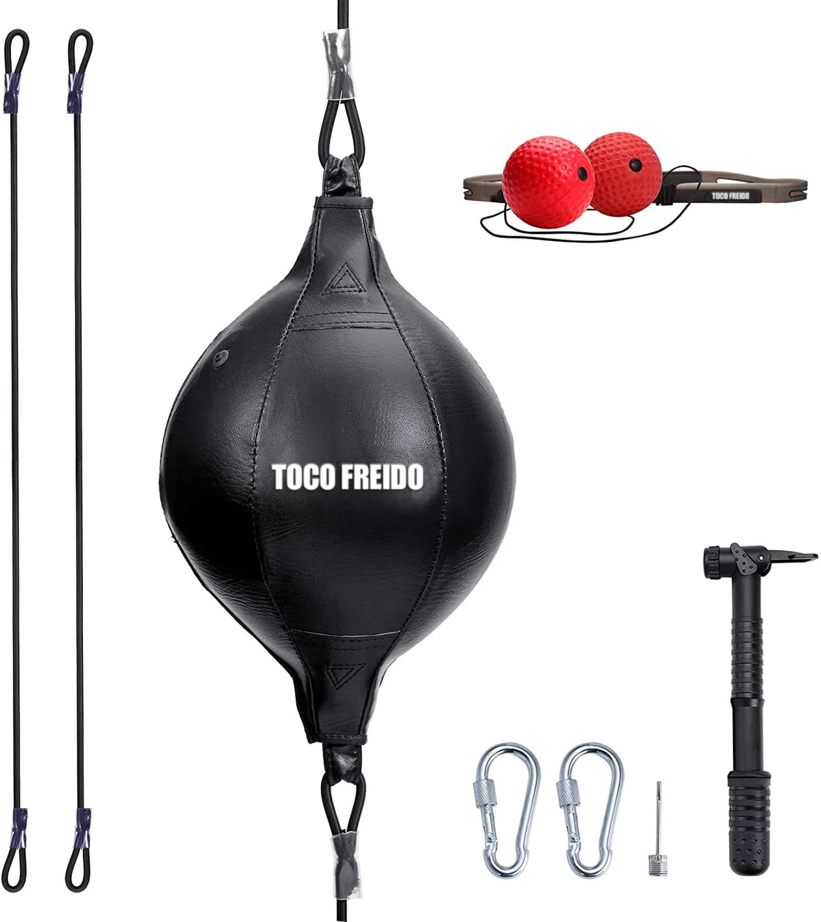 TOCO FREIDO Double End Punching Ball & Reflex Ball Set - 0.65 kg (1.43 lb) - Black/Red/Silver | Train Reaction, Agility, Speed - main product image