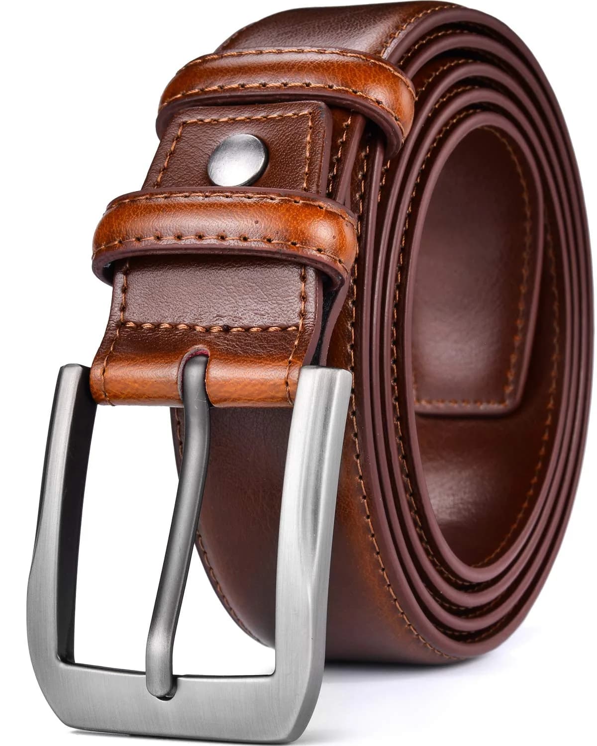 beltox fine Men's Genuine Leather Belt 38mm (1.5") Wide with Silver Prong Buckle | Cut-to-Fit for Waist Sizes 28-58 - main product image