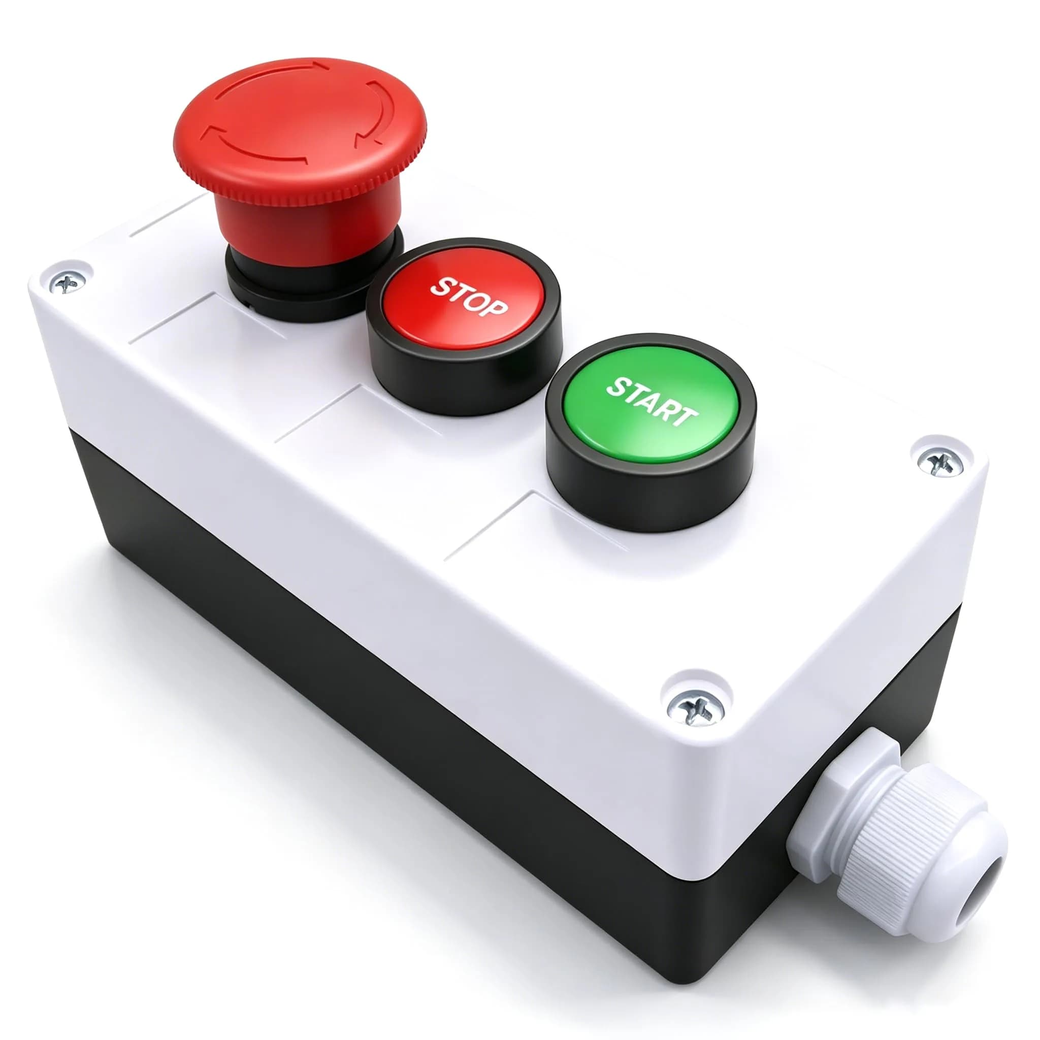 mxuteuk Red Electronic Switch with Emergency Stop & Momentary Start/Stop Buttons | 1NC 1NO Panel Mount - main product image
