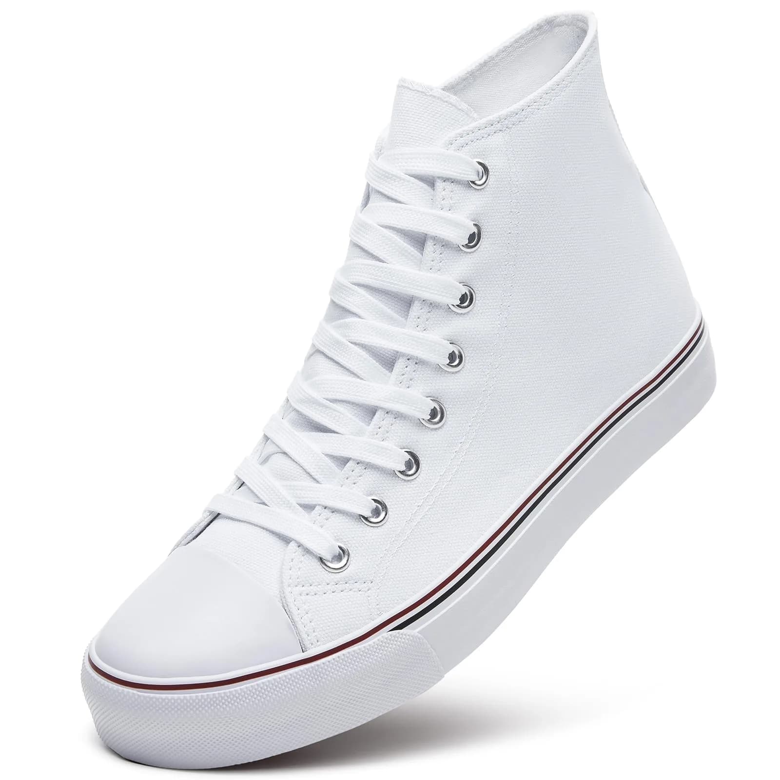 ZGR High Top Canvas Sneakers Lace Up White US7 | Breathable, Anti-Slip Rubber Sole, Classic Walking Style - main product image