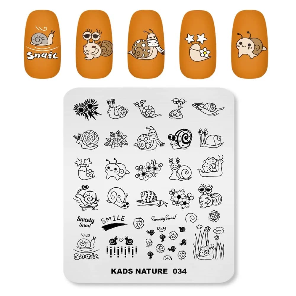 KADS Nail Stamping Plates Nature Template Image Design for Art Decoration and DIY Nail Art (NA034) | Reusable Stainless Steel Nail Art Template - main product image