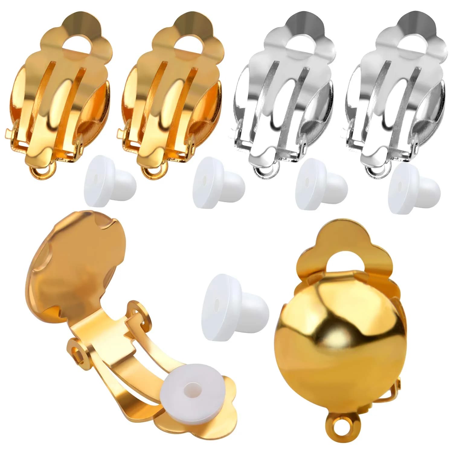 Aylifu Clip On Earring Converter Non-Pierced Earrings Components with Loop and Cushions | Durable Brass, Gold & Silver - main product image