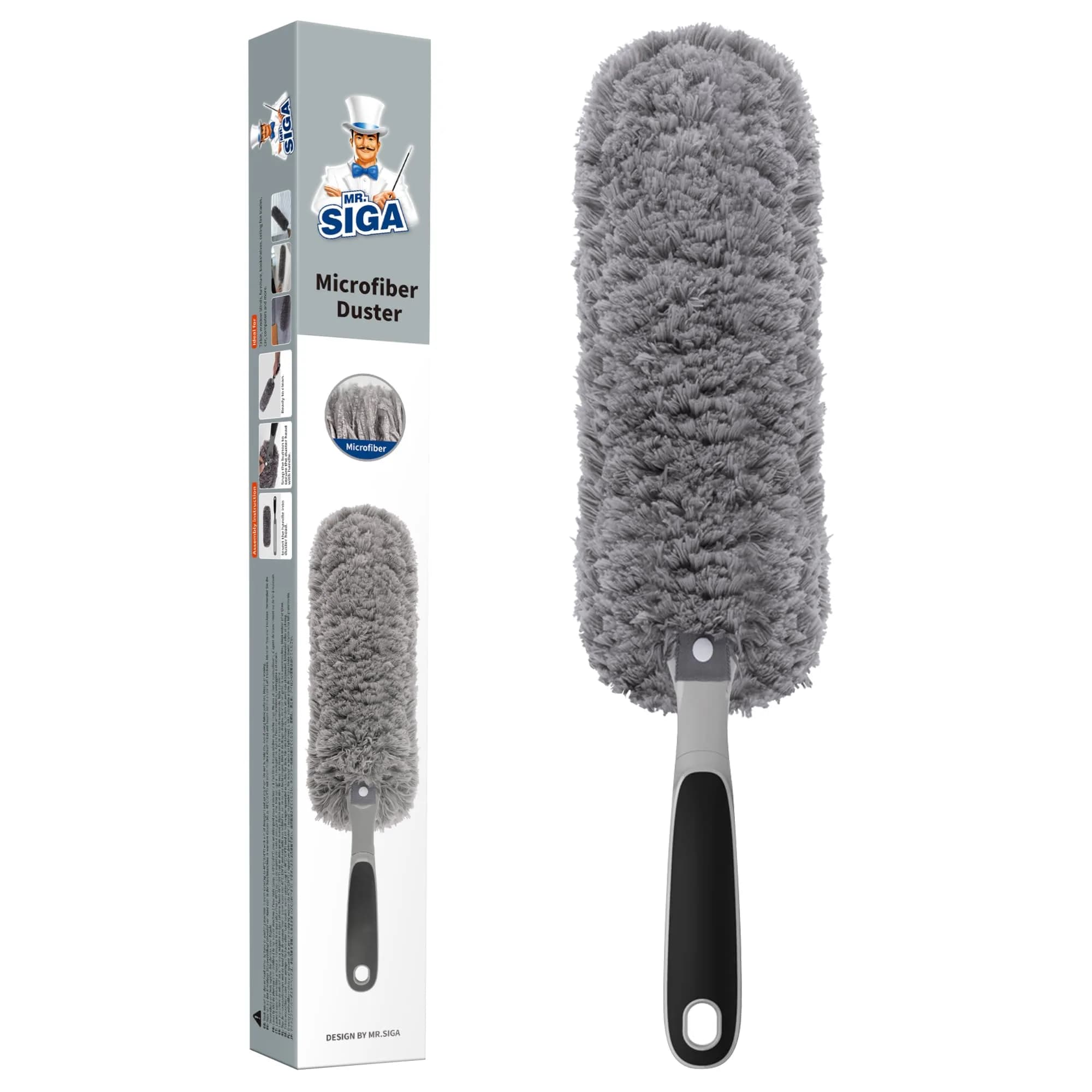 MR.SIGA Microfiber Duster Washable Dust Remover for Household Cleaning | Large Microfiber Head, Non-Slip Handle - main product image
