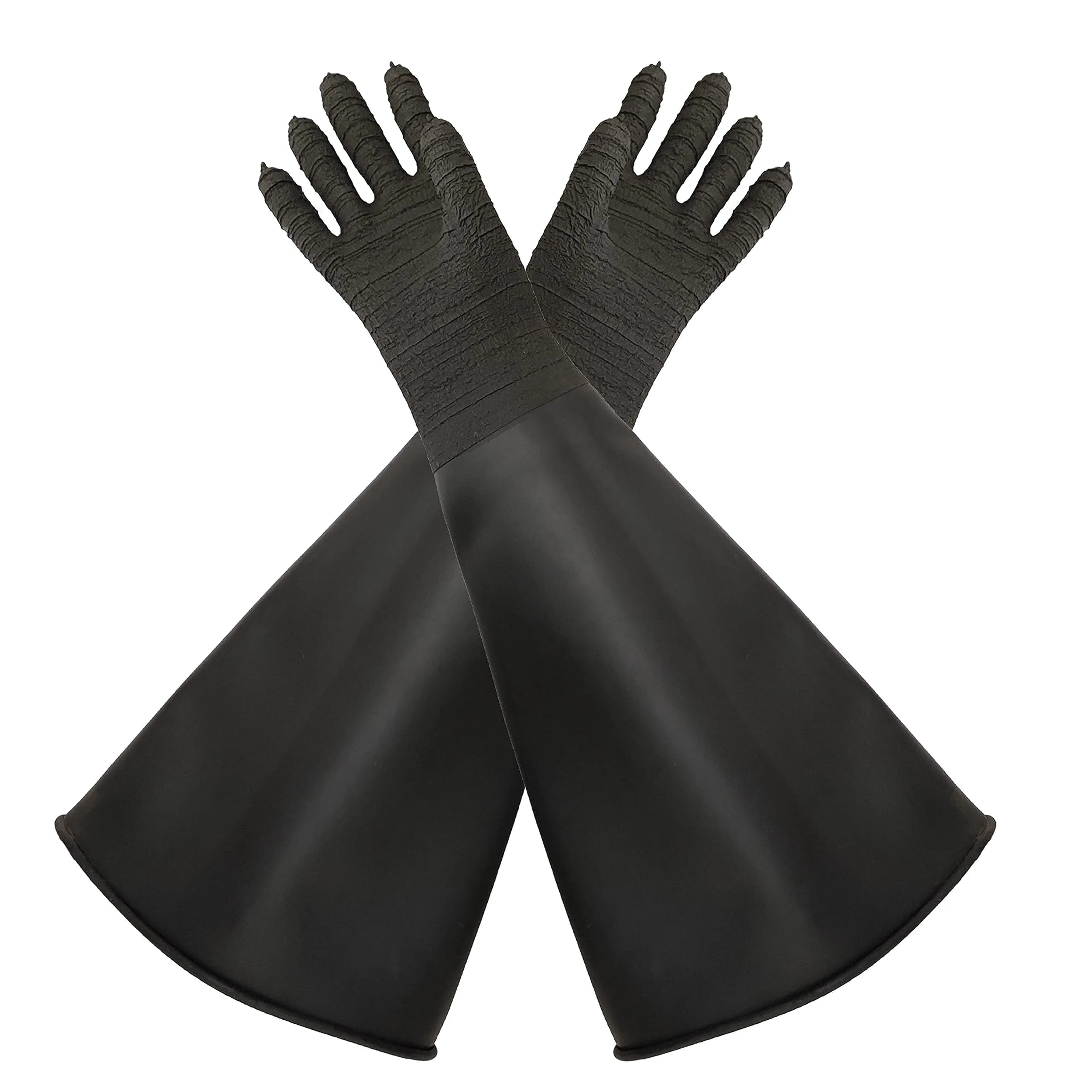 HOLDWIN Heavy Duty Sandblasting Gloves Rubber Gloves for Sandblaster Protective Safety Work Black Striped 24.8" | High Wear Resistance - main product image